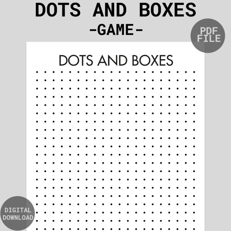 Dots And Boxes Game Printable Dots Game Classic Board Game Printable Dots And Boxes Road Trip Game Pigs In A Pen Printable Game Etsy