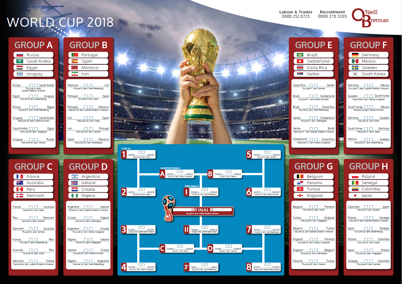 Download Our World Cup 2018 Wall Planner Here 15th March 2018 