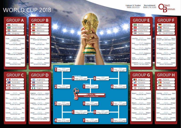 Download Our World Cup 2018 Wall Planner Here 15th March 2018 News O Neill U0026 Brennan
