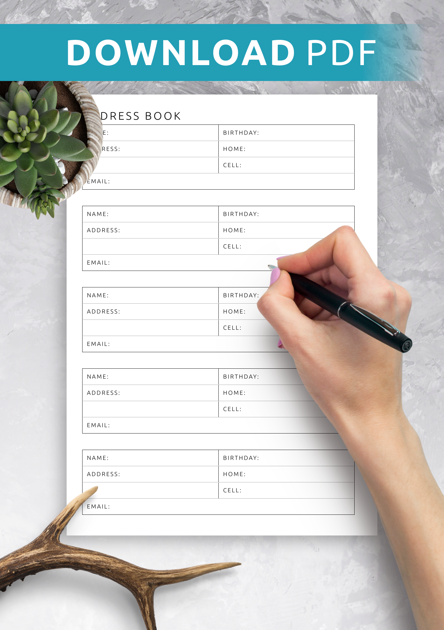 printable phone book template