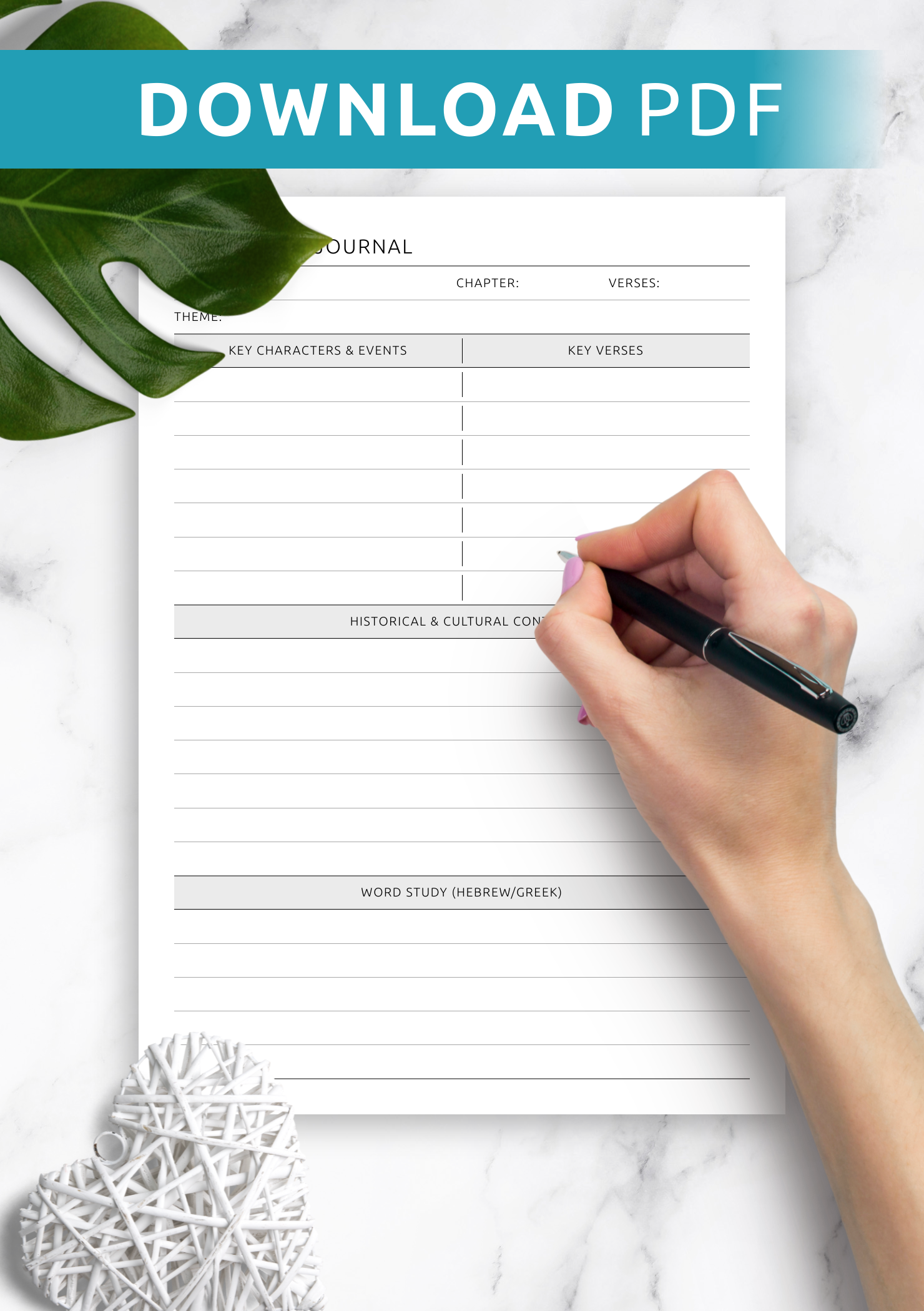 Download Printable Bible Study Journal Template PDF For Your Bible 