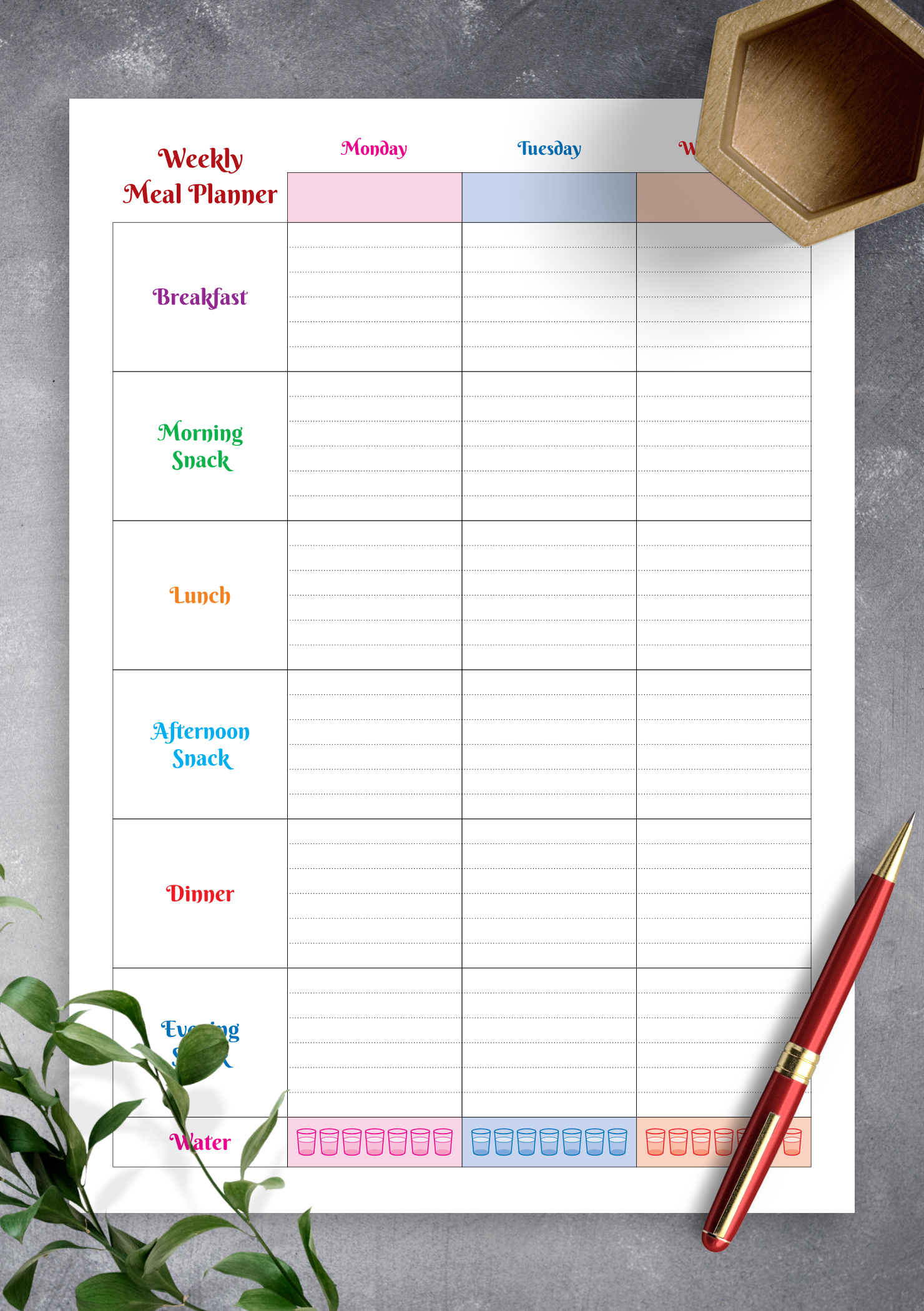 weekly meal planner printable pdf
