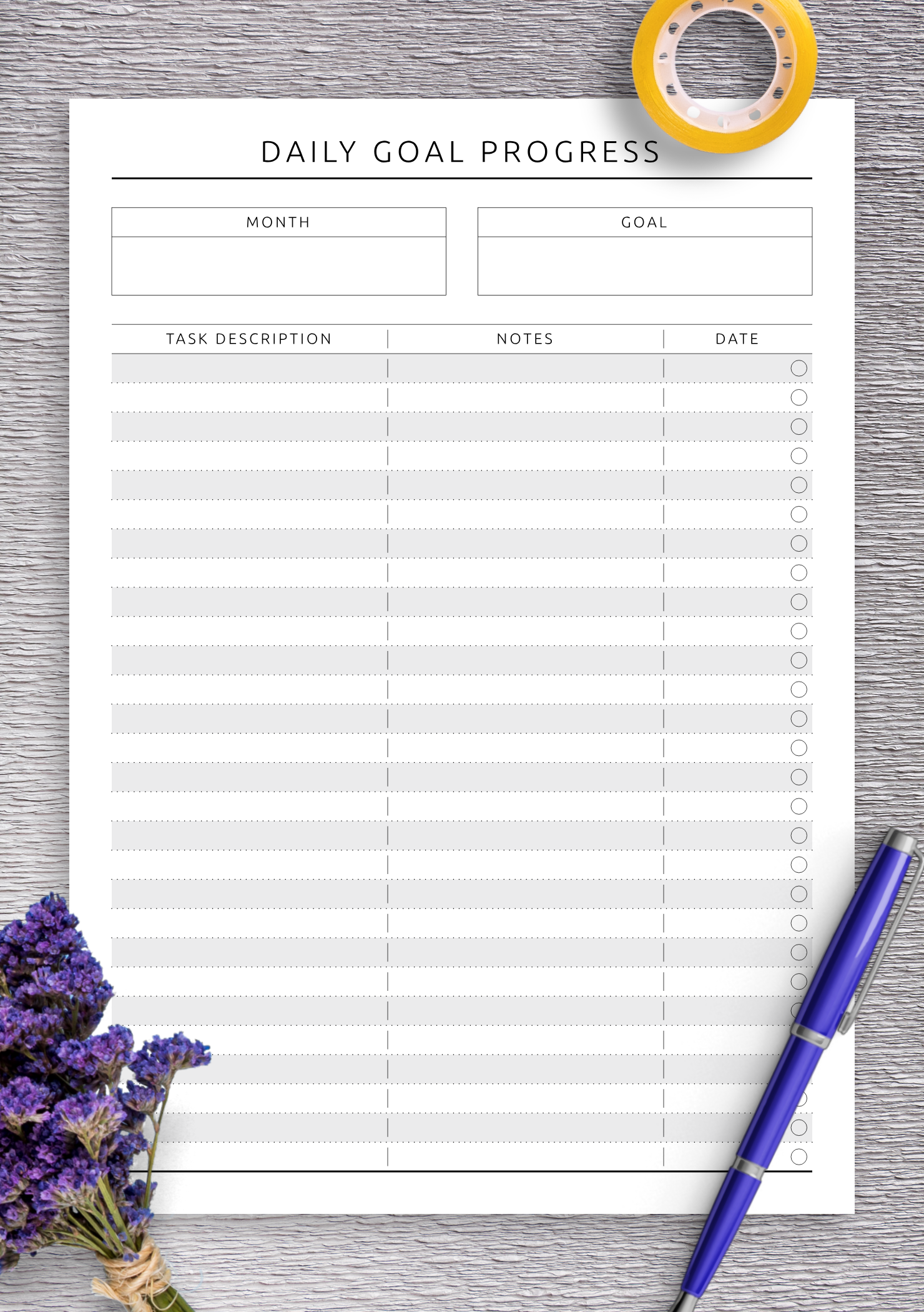 Download Printable Daily Goal Progress PDF