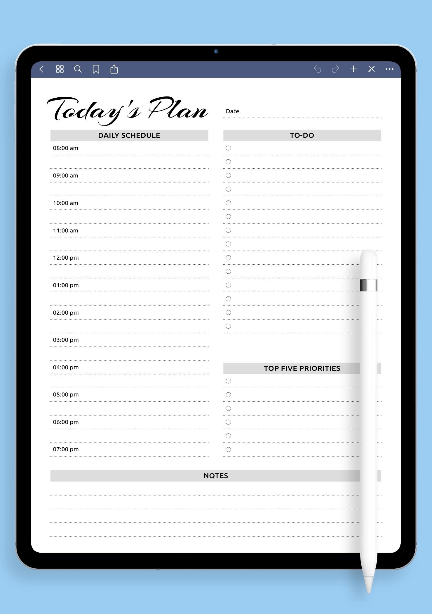 Download Printable Daily Planner With Hourly Schedule U0026 To do List AM PM Time Format PDF