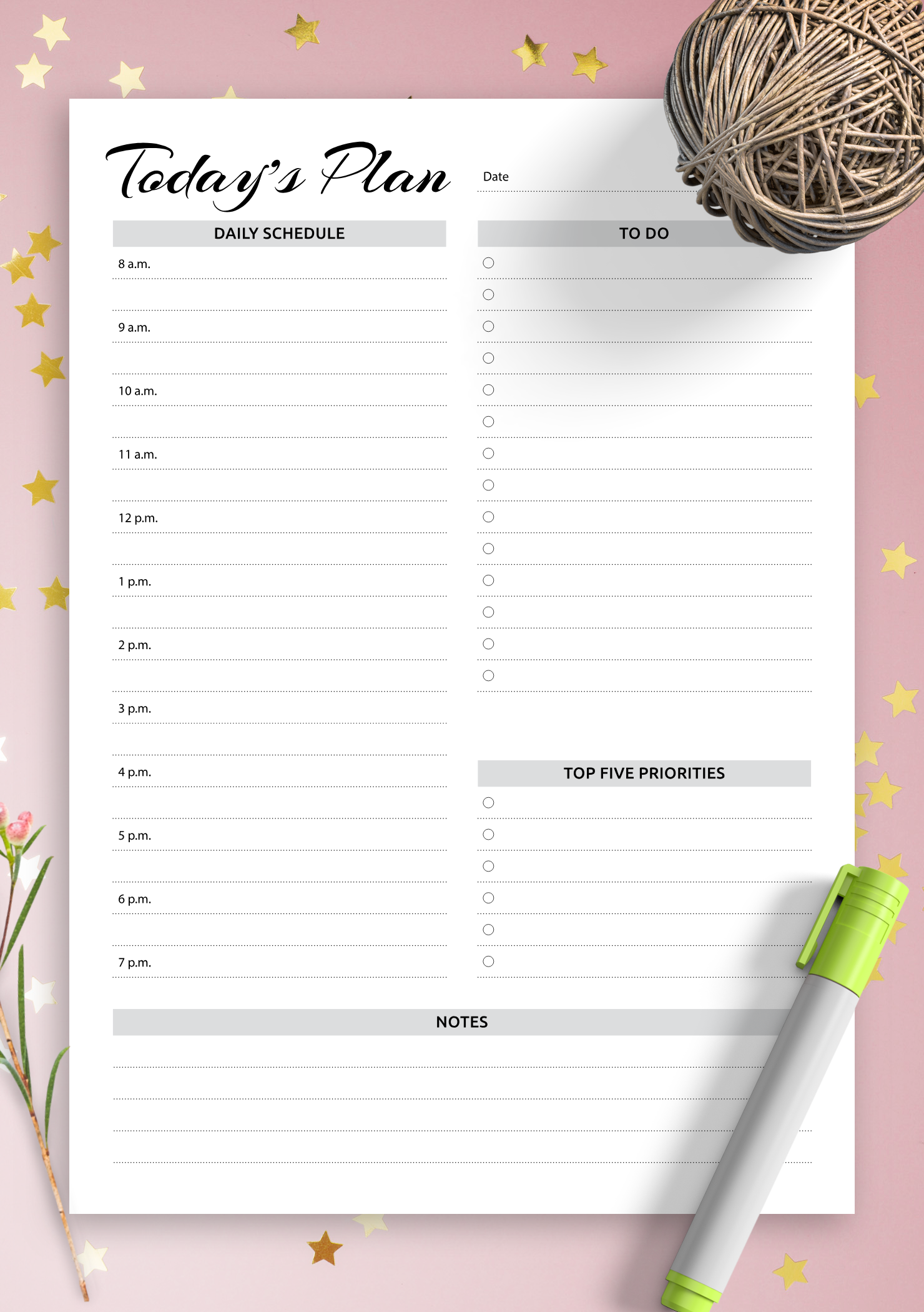 Download Printable Daily Planner With Hourly Schedule U0026 To do List AM PM Time Format PDF