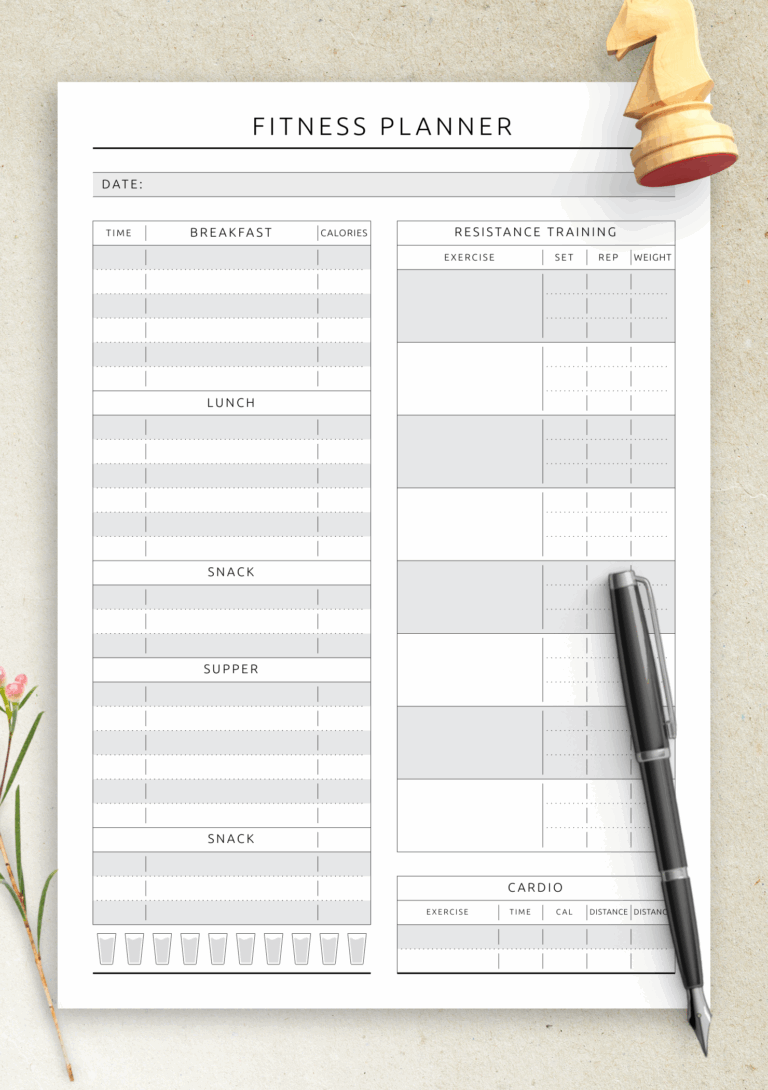 Download Printable Fitness Meal U0026 Water Tracker Template PDF