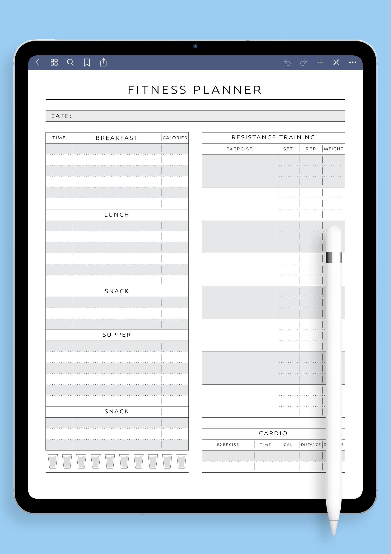 Download Printable Fitness Meal U0026 Water Tracker Template PDF