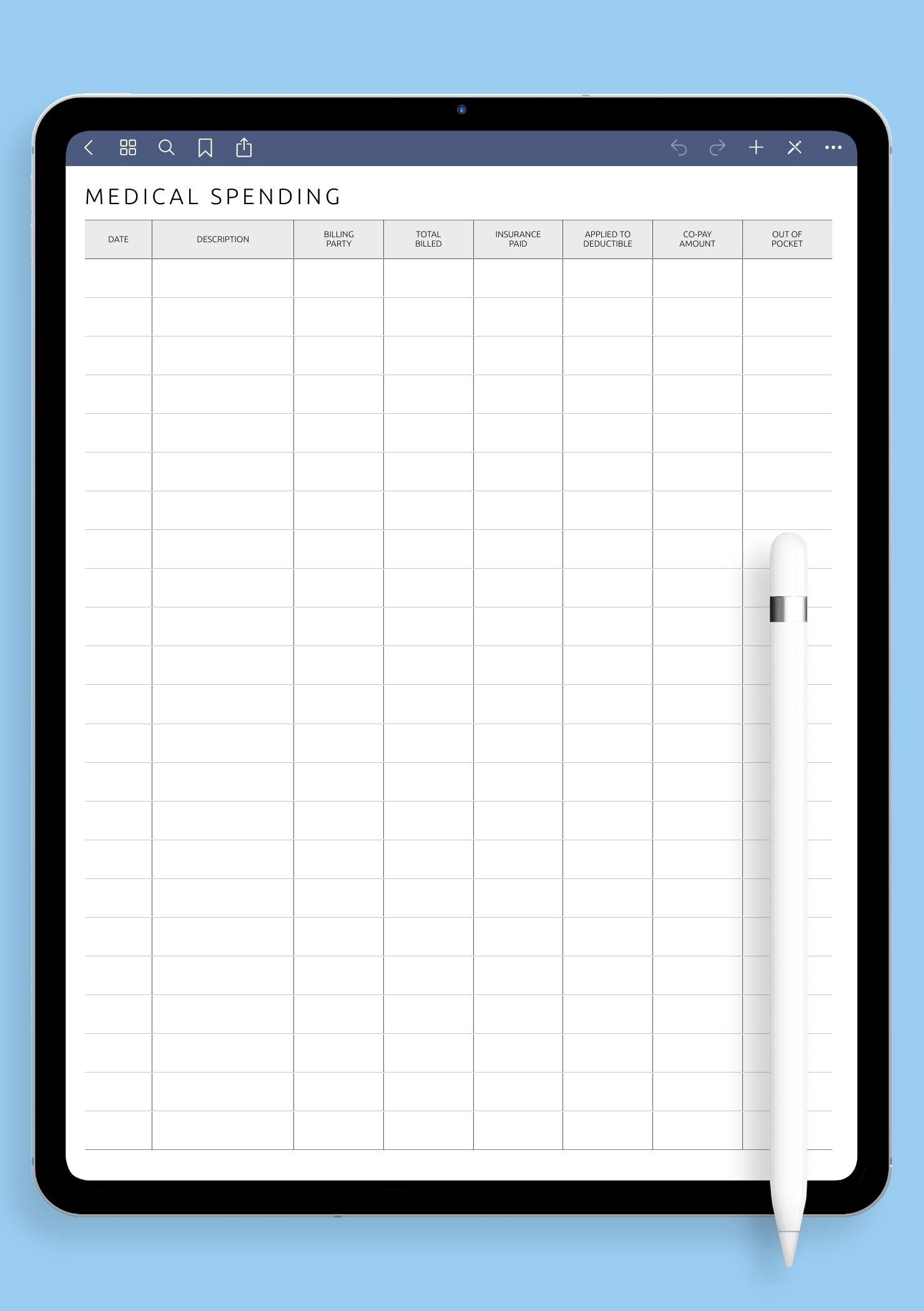 Download Printable Simple Medical Spending Tracker Template PDF
