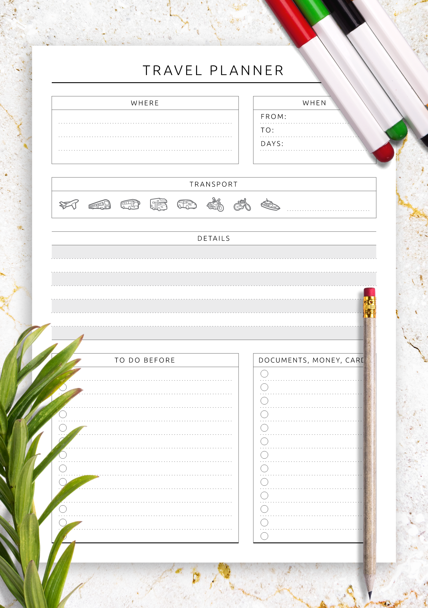 Download Printable Travel Planner Template Original Style PDF Download Printable Travel Planner Template Original Style PDF