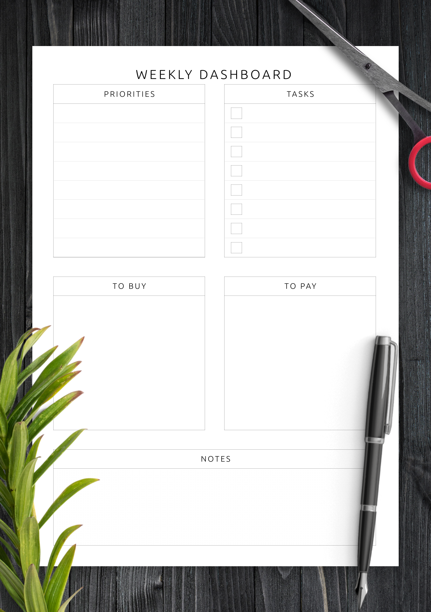 Download Printable Weekly Dashboard Template PDF
