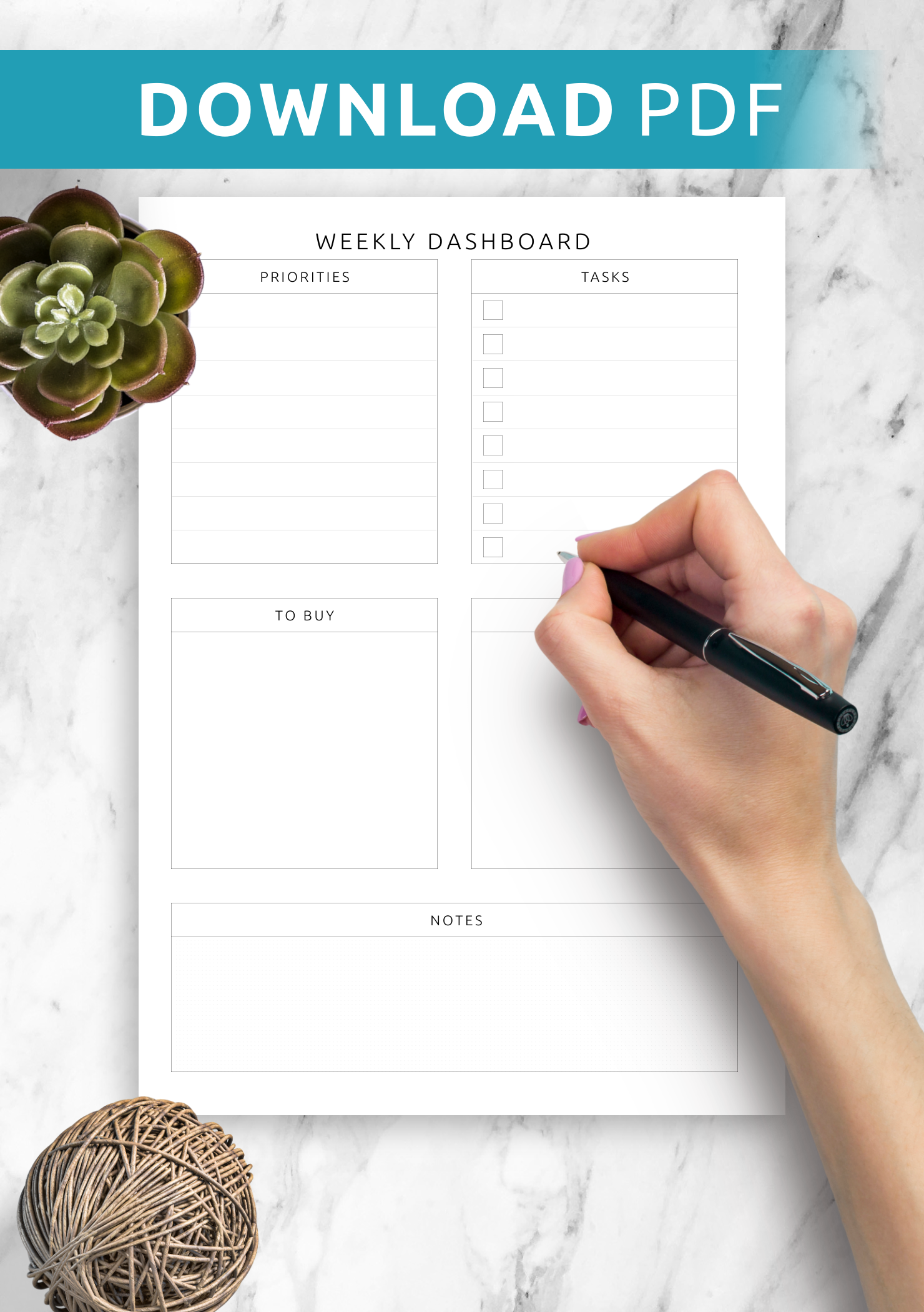 Download Printable Weekly Dashboard Template PDF
