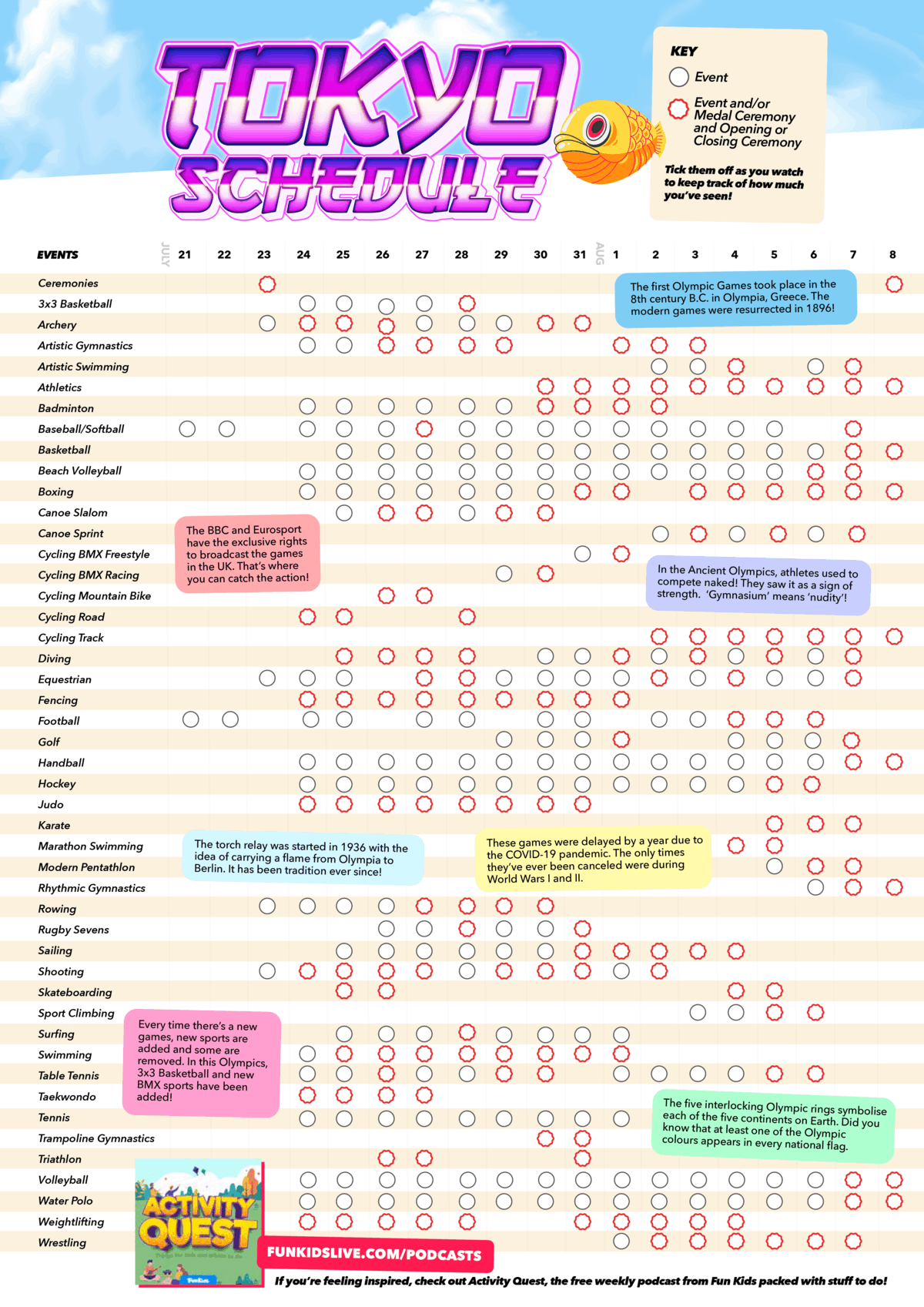 Download The Full Tokyo 2020 Olympic Schedule Print It Out And Follow Along At Home Fun Kids The UK s Children s Radio Station
