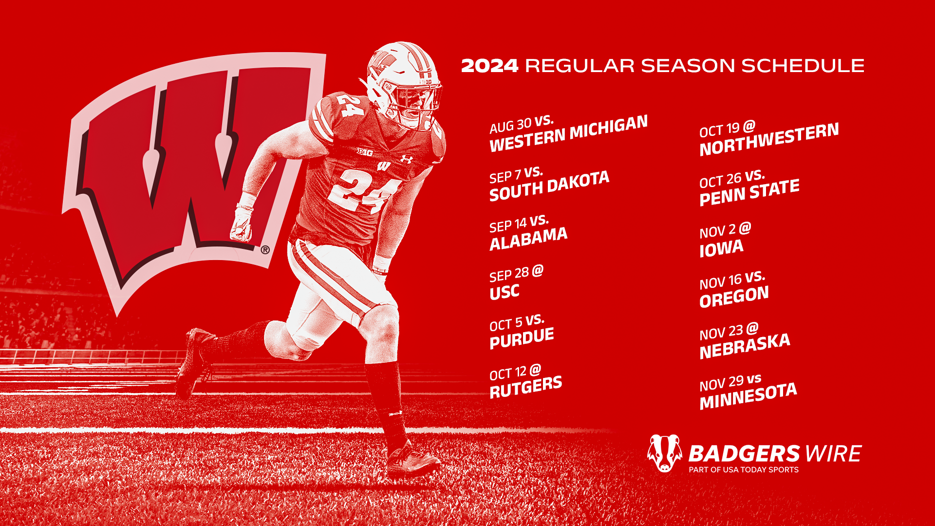 Downloadable 2024 Wisconsin Badgers Football Schedule