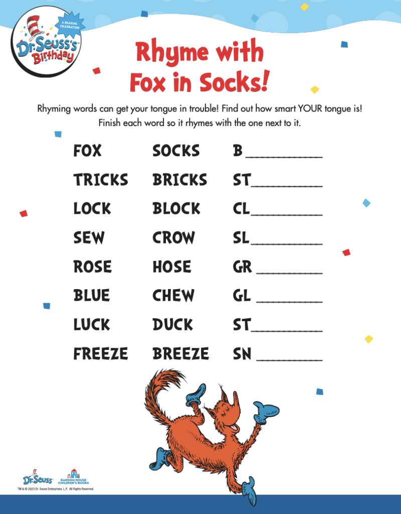 dr seuss free printables for 4th grade