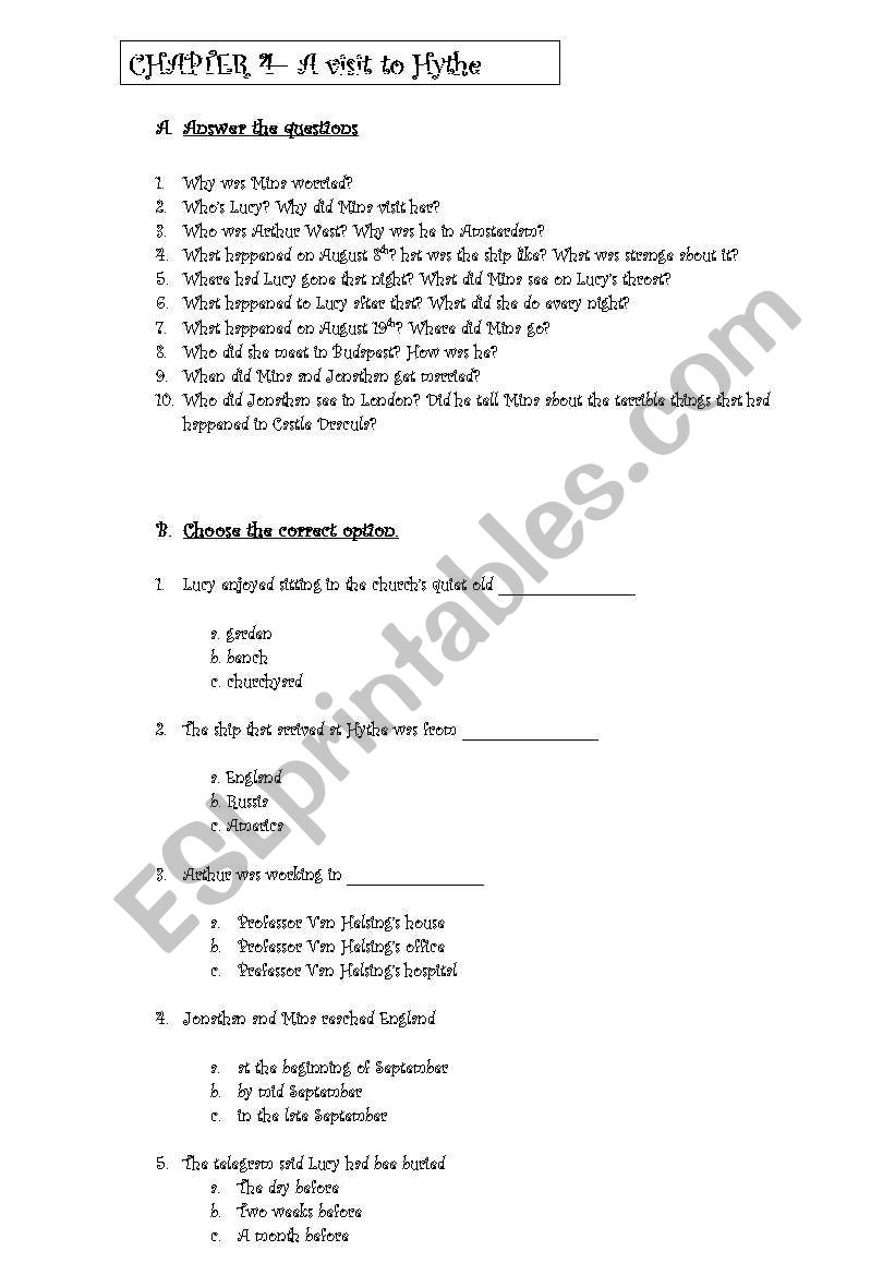 dracula chapter 4 printables