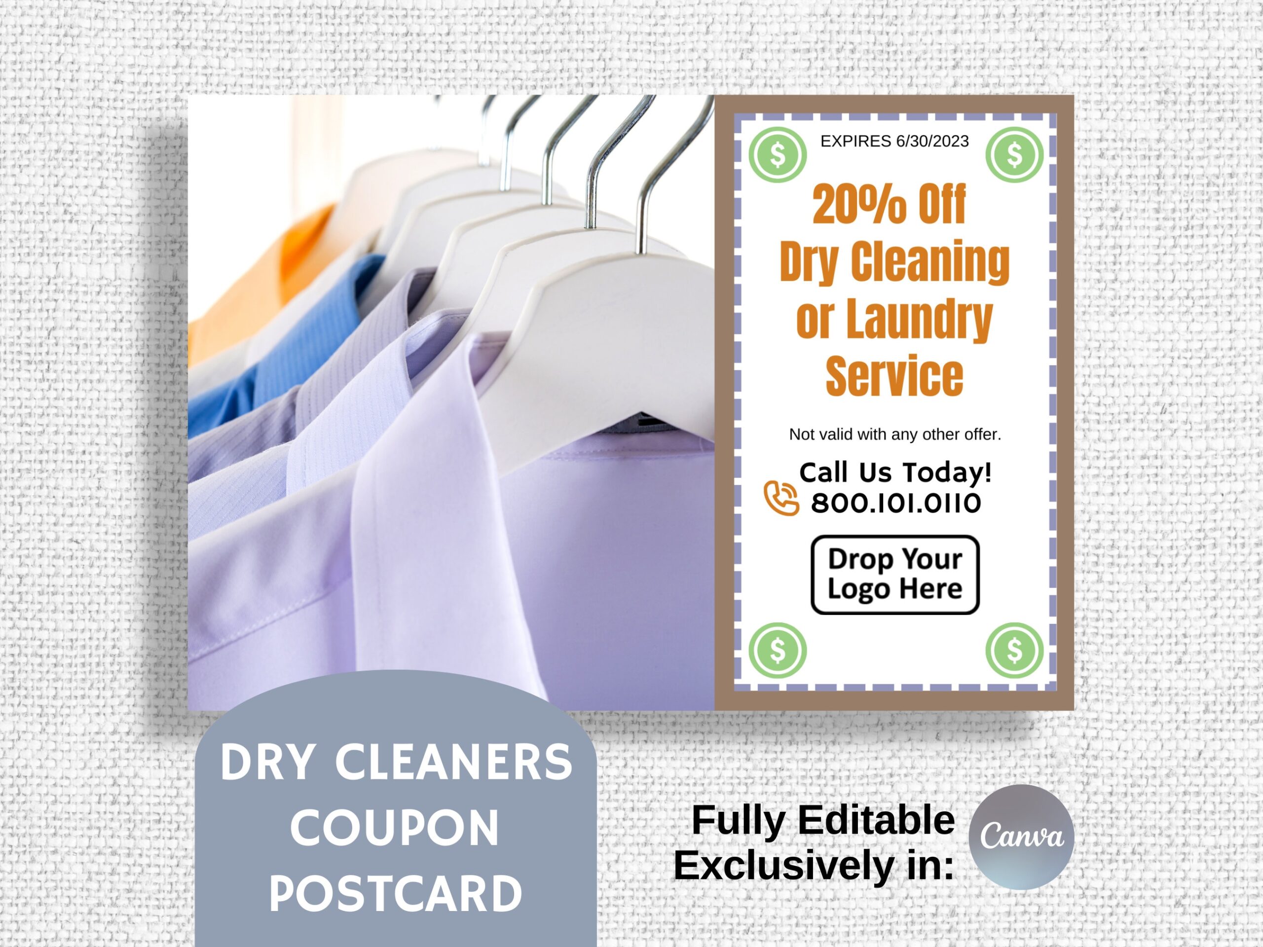 Dry Cleaning Coupon Postcard Marketing Mailer Fully Editable In Canva Two Sided Card Printable Small Business Branding Discount Flyer Etsy