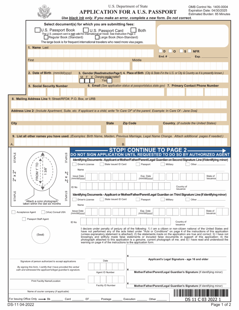 DS 11 Passport Application Form 2024 2025 Fill U0026 Download PDF Guru