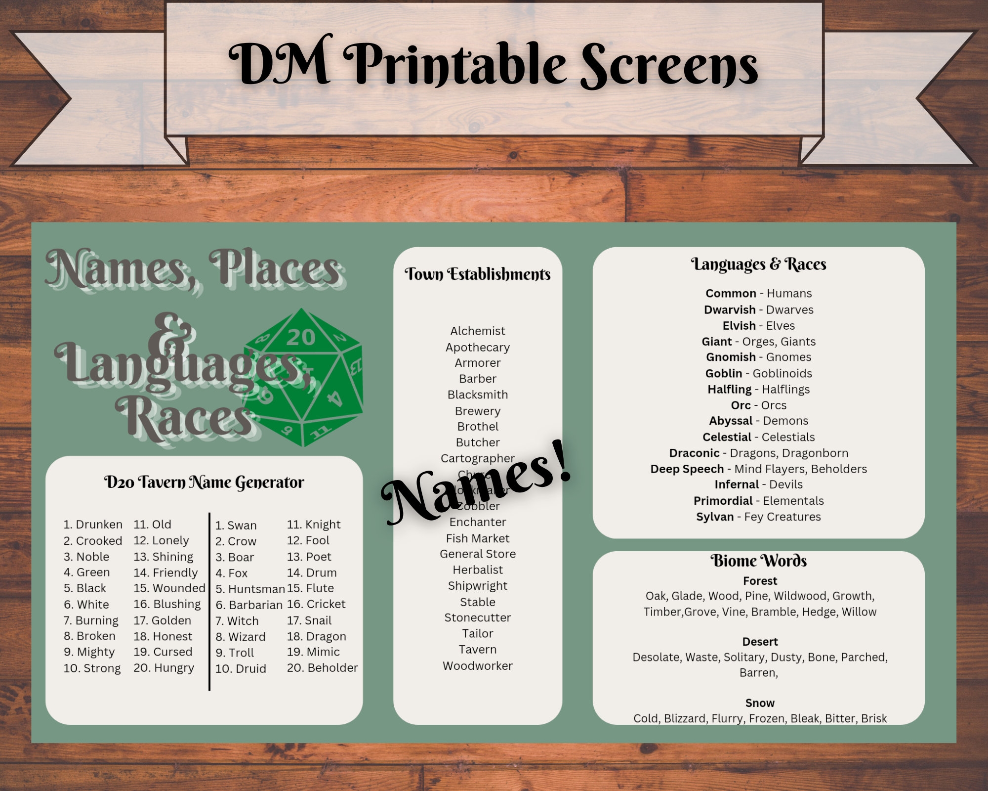 Du0026D DM Printable Screens Dungeon Master Screens For Dungeons And Dragons DM Tool DM Screen Etsy