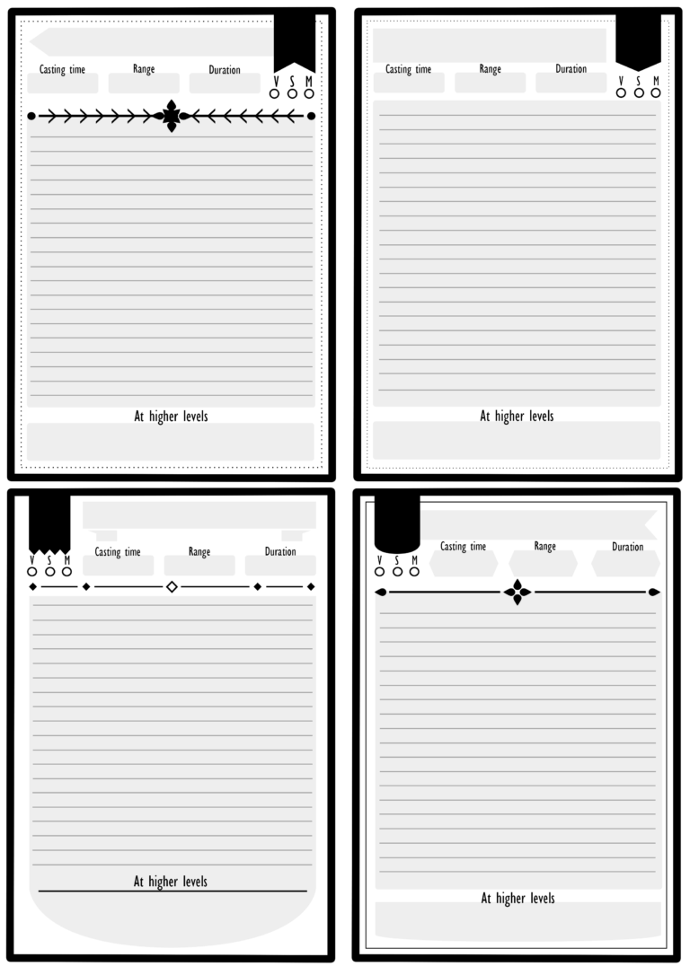 Du0026D Spell Card Templates 5 TEMPLATES EXAMPLE Worksheets Library