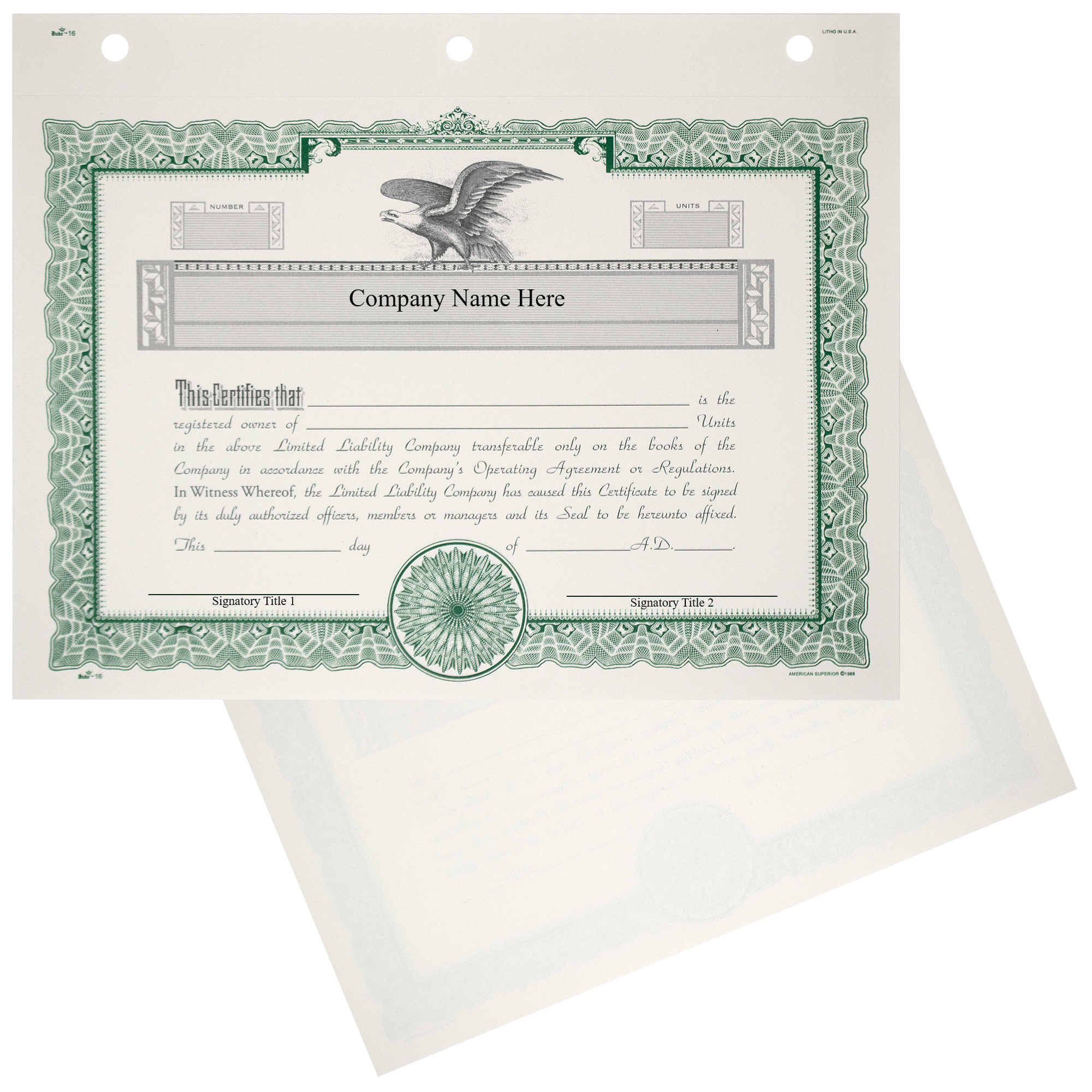 Duke 16 LLC Membership Certificates Corp Connect