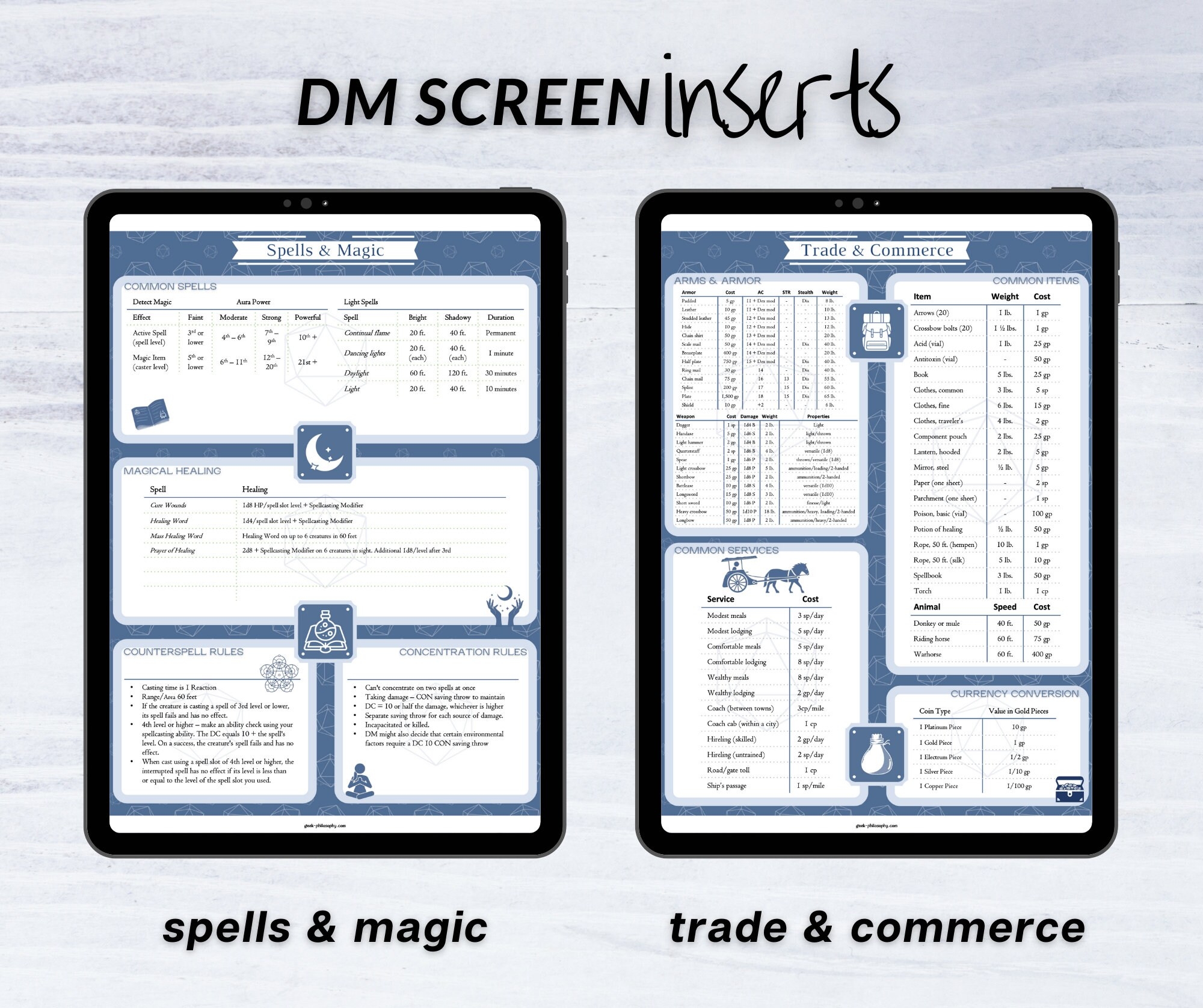 Dungeon Master Screen Inserts Dungeons U0026 Dragons 5e 8 5 x11 Portrait And Landscape Orientation Downloadable PDF Etsy