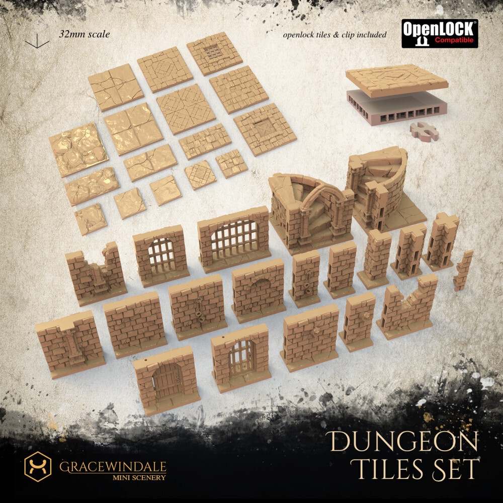  Dungeon Tiles Set 3D File For Cults