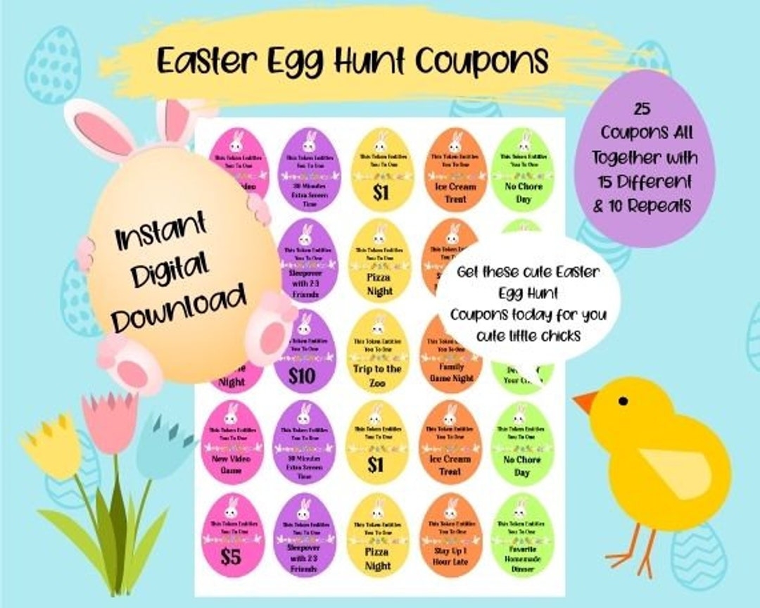 Easter Egg Tokens Printable Easter Egg Shape Coupons Easter 