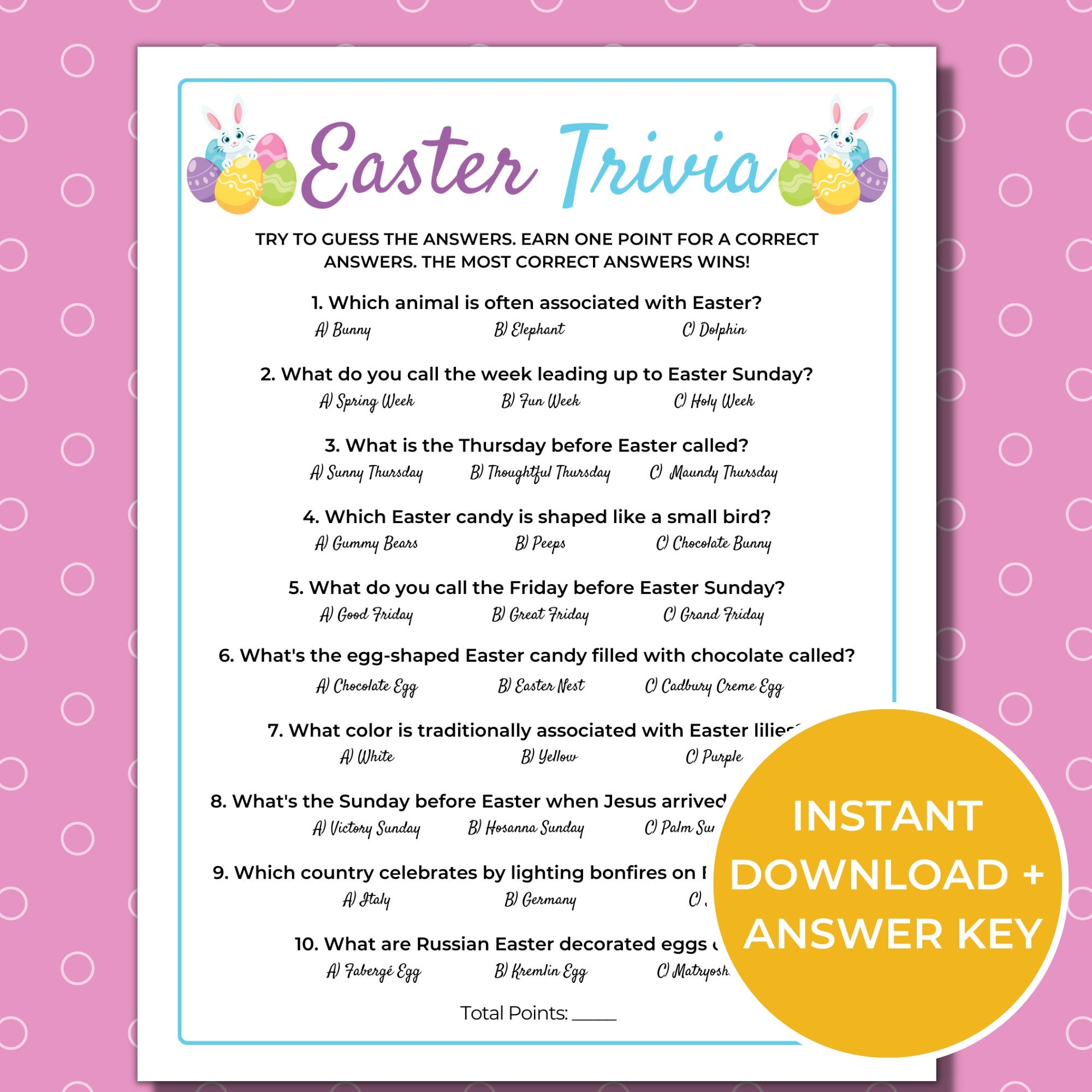 easter trivia questions and answers printable