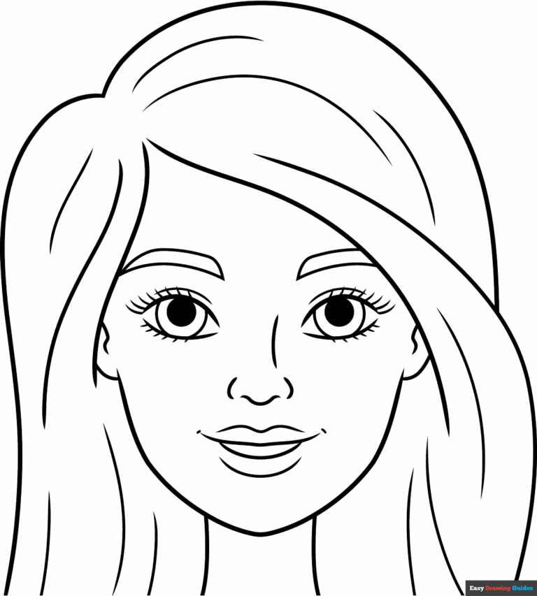 Easy Barbie Doll Face Coloring Page Easy Drawing Guides