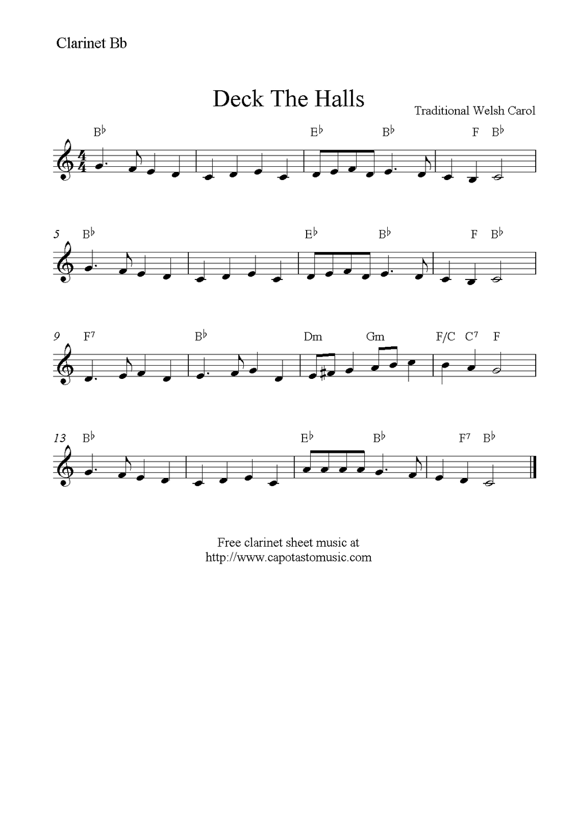 free printable clarinet sheet music