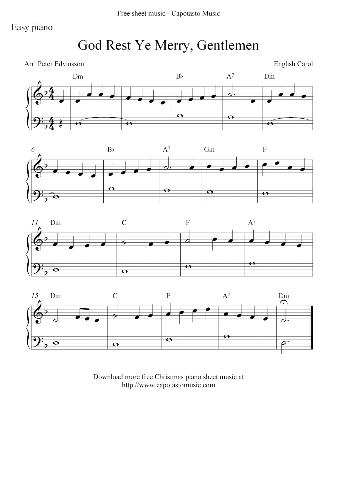 free printable piano sheet music