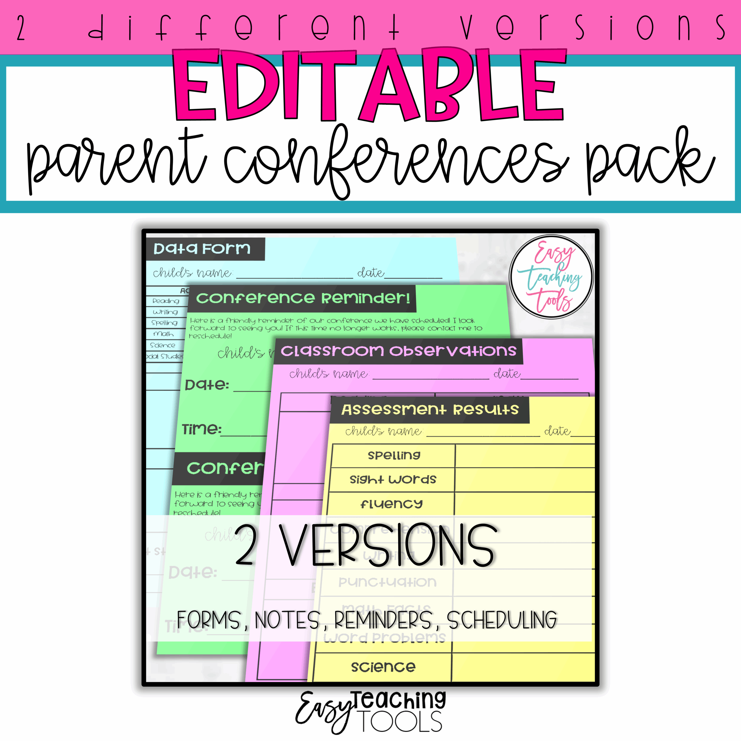 parent teacher conference printables
