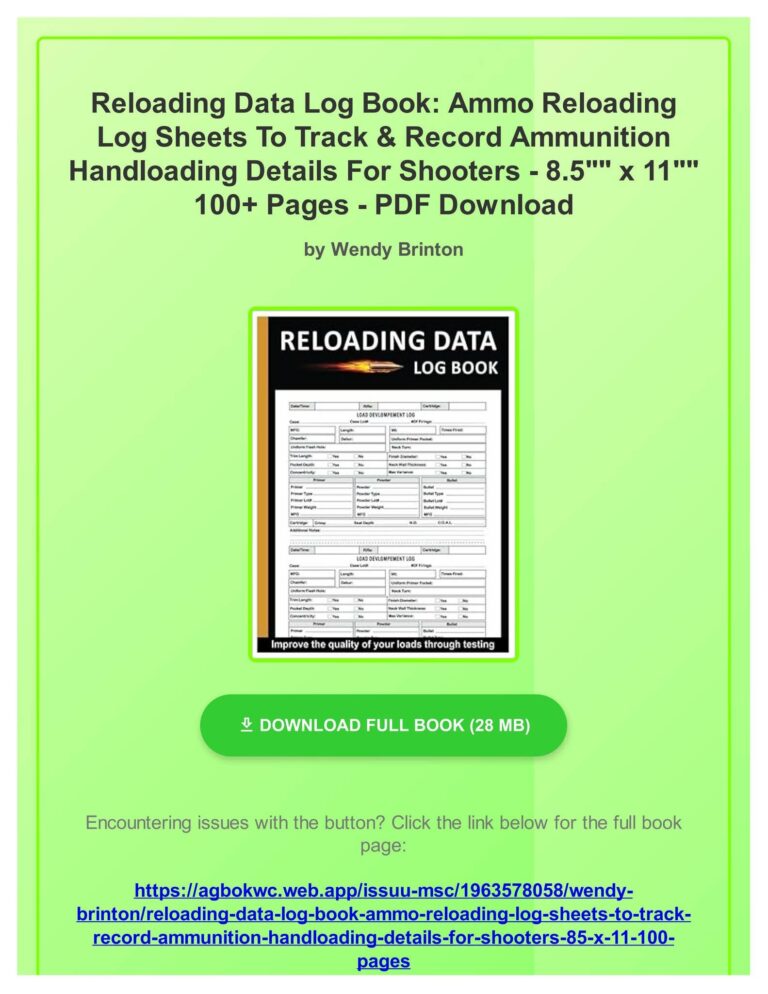 Ebook Free Reloading Data Log Book Ammo Reloading Log 