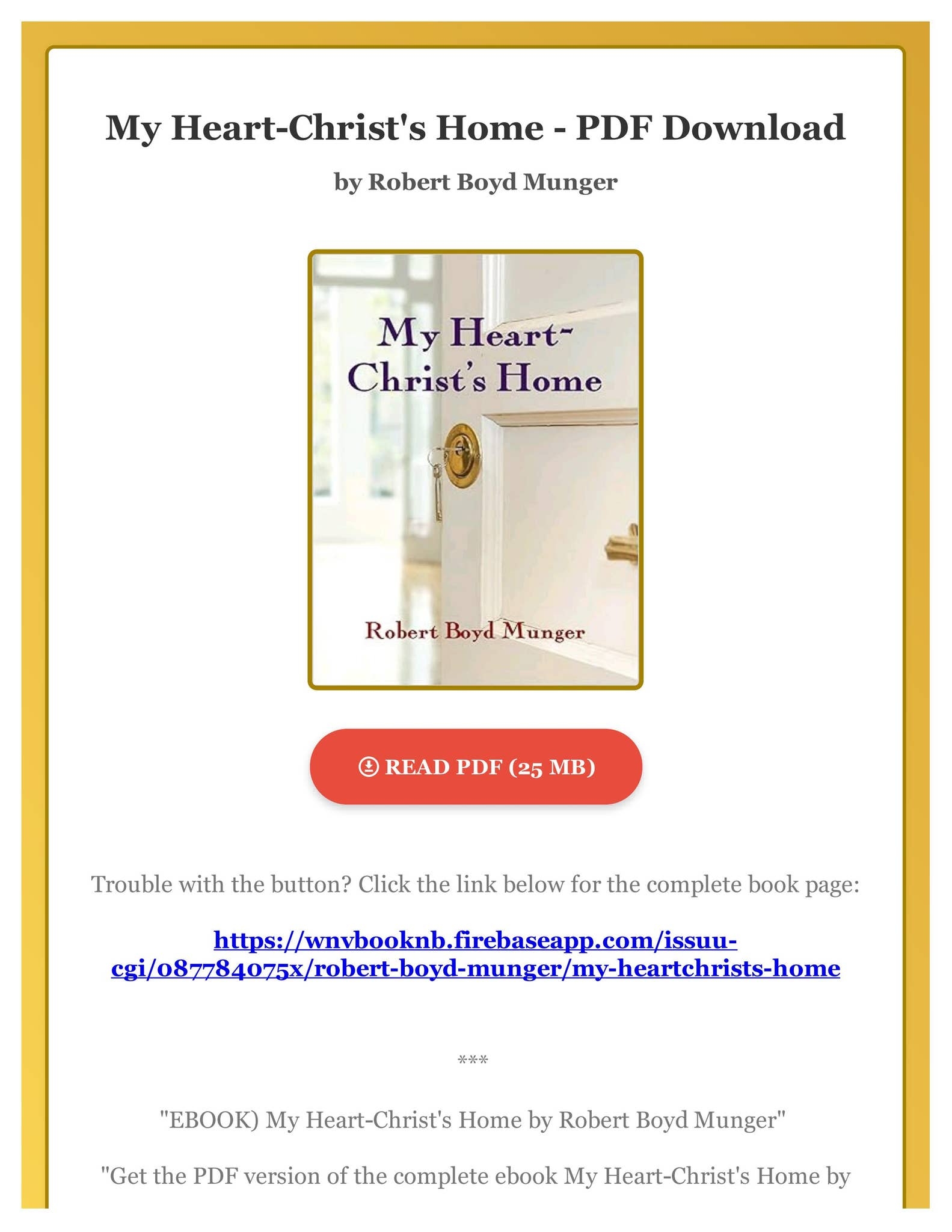 EBOOK My Heart Christu0026 39 s Home By Robert Boyd Munger By 