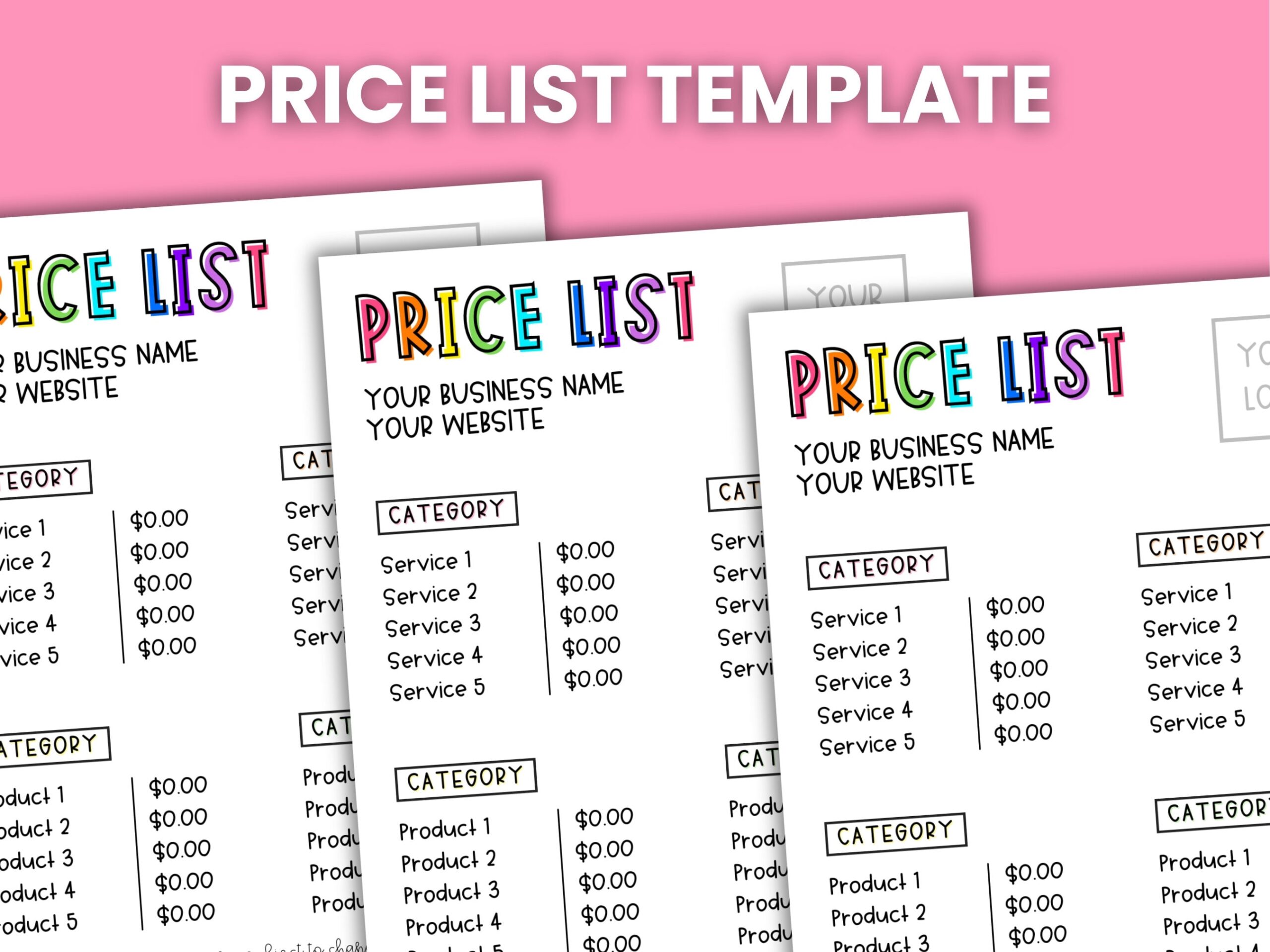 EDITABLE Generic Price List Template For Small Business Etsy EDITABLE Generic Price List Template For Small Business Etsy