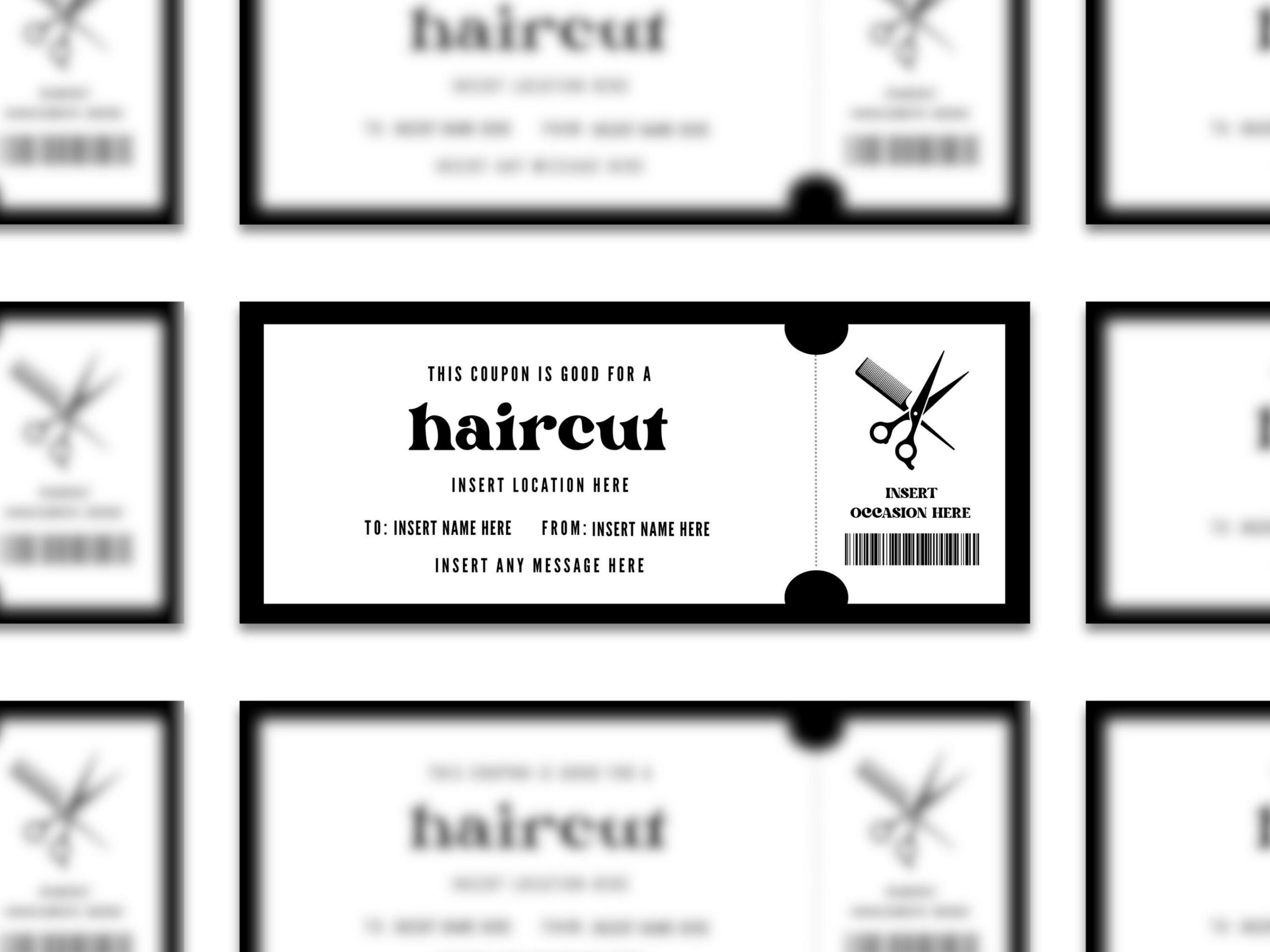 Editable Haircut Coupon Printable Hair Cut Gift Certificate Custom Barber Salon Ticket Template PDF Etsy
