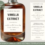 Editable Homemade Vanilla Extract Label Template Printable Gift 