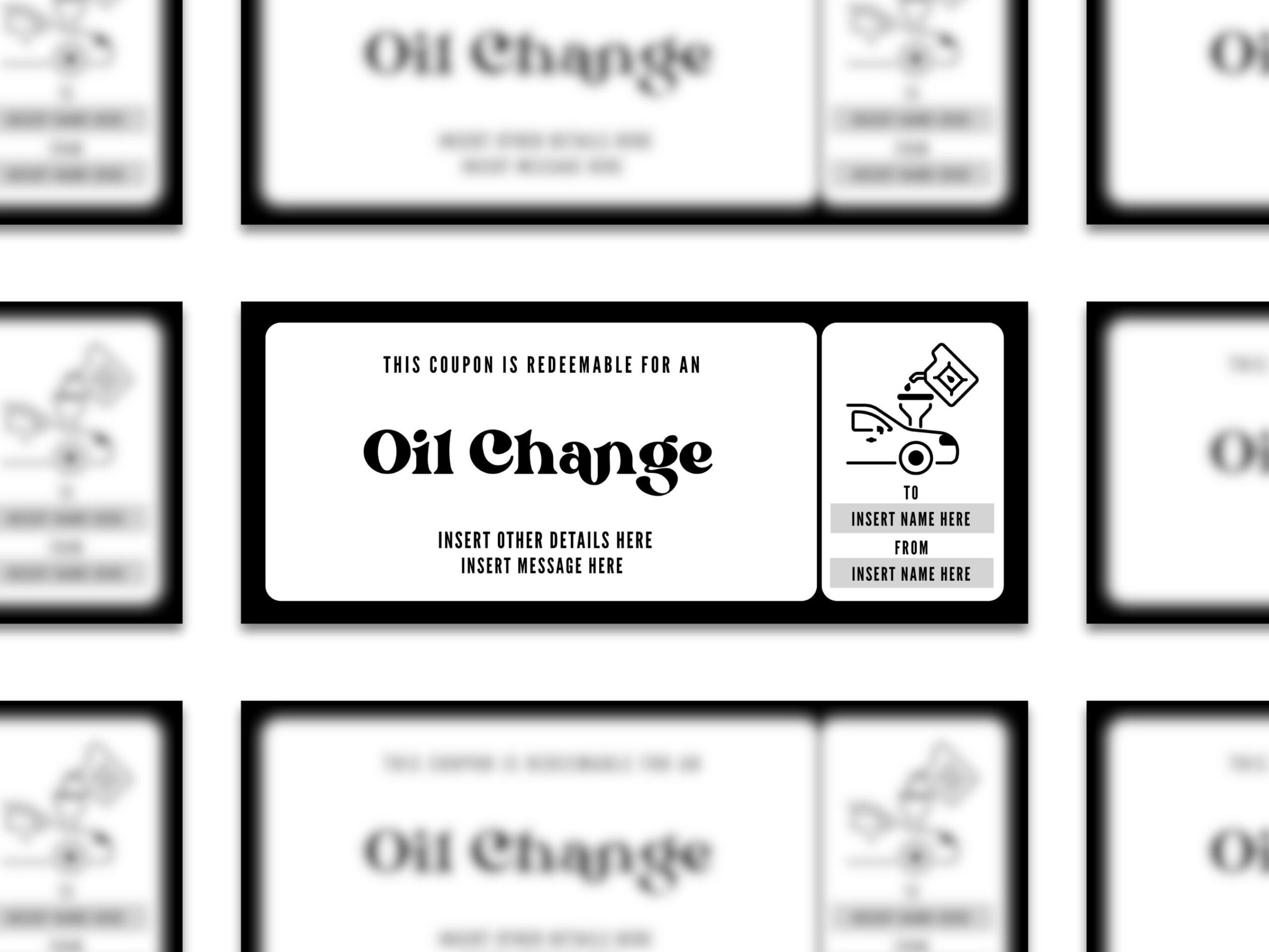 Editable Oil Change Coupon Template Custom Car Oil Change Ticket Printable Car Service Gift Certificate PDF Etsy