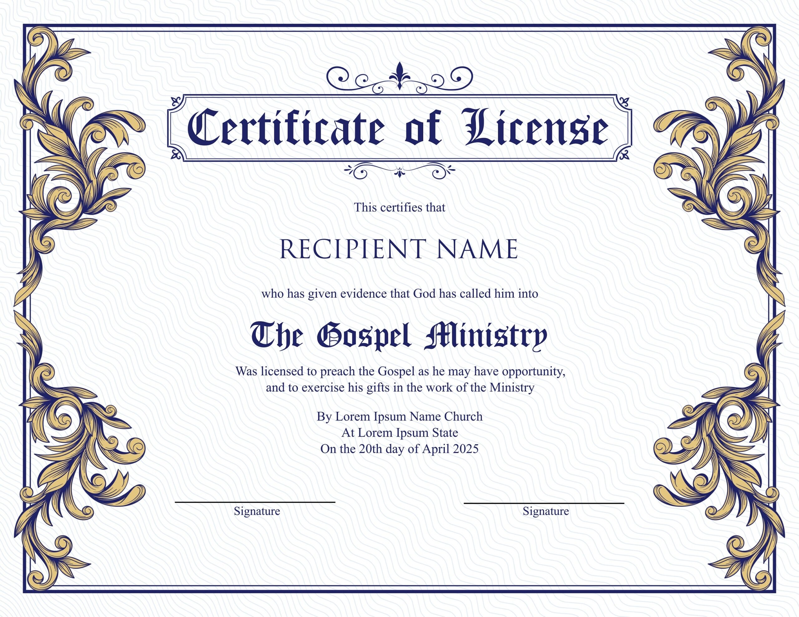 free printable minister license certificate