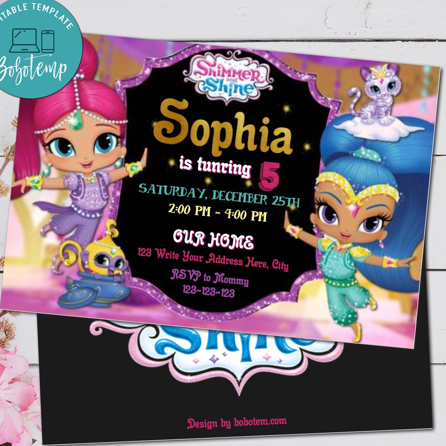 free shimmer and shine printables invitations