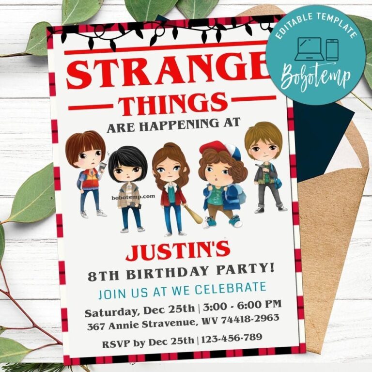 Editable Stranger Kids Stranger Things Birthday Invitation DIY