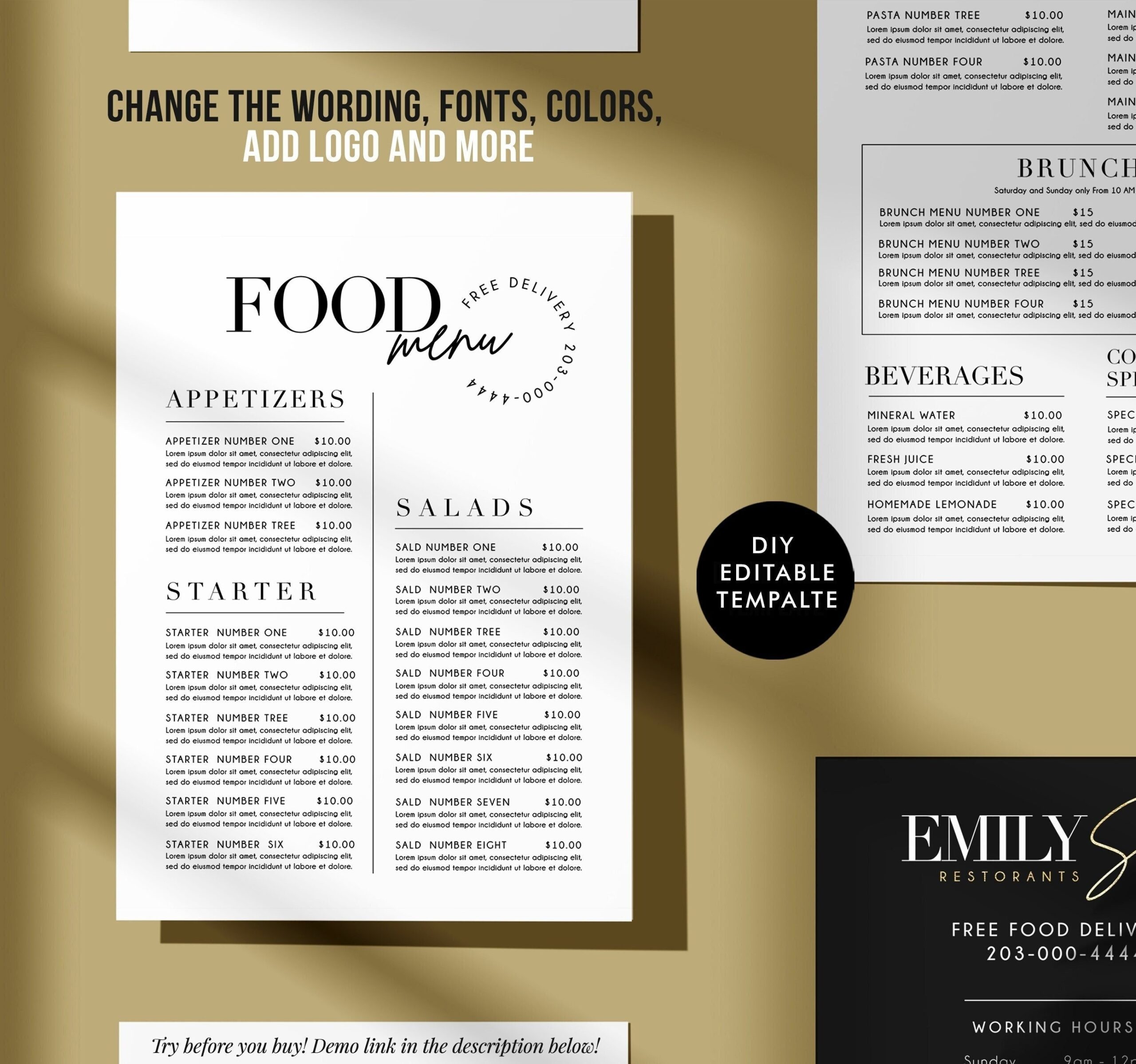 Editable Template Price List Restaurant Food Menu DIY Business Editable Template Price List Restaurant Food Menu DIY Business