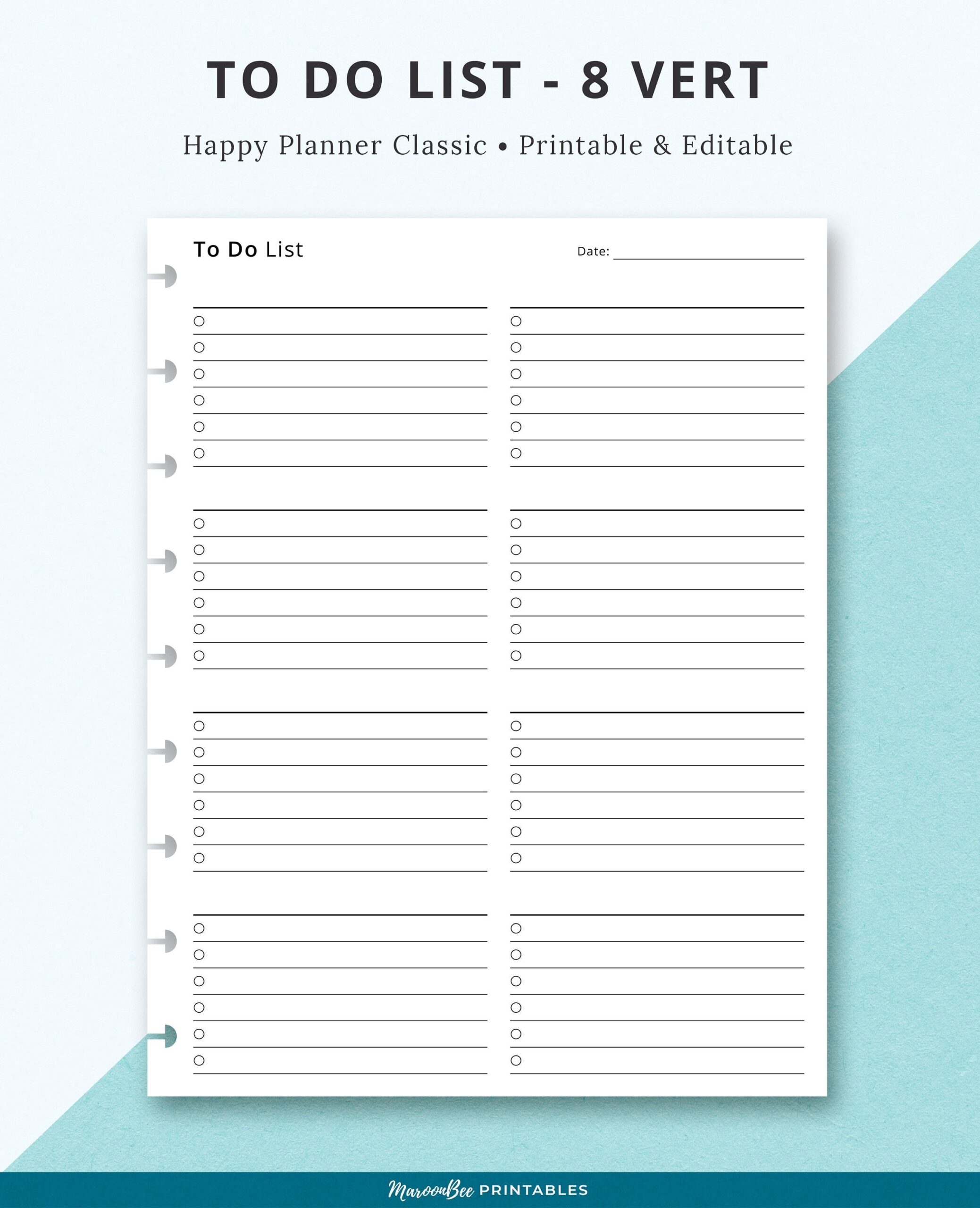 Editable To Do List Happy Planner Classic Printable Planner Insert 