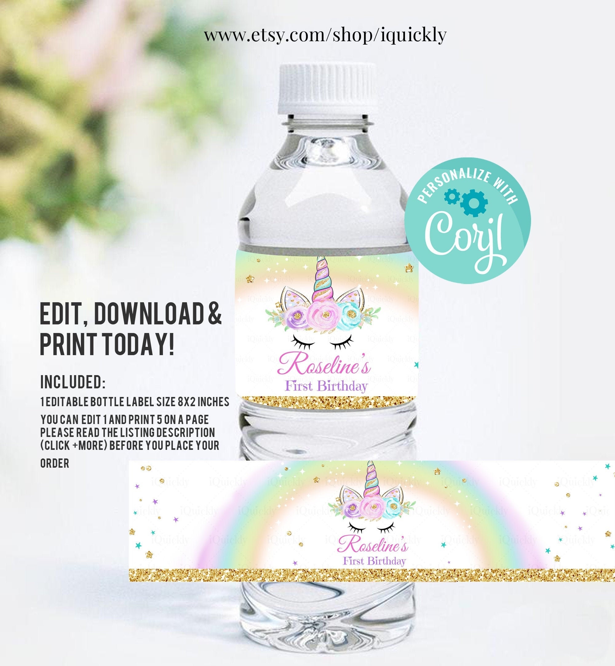 EDITABLE Unicorn Bottle Water Labels Unicorn Baby Shower Pink U0026 Gold Unicorn Glitter Unicorn Party Instant Download Printable Template Etsy EDITABLE Unicorn Bottle Water Labels Unicorn Baby Shower Pink U0026 Gold Unicorn Glitter Unicorn Party Instant Download Printable Template Etsy