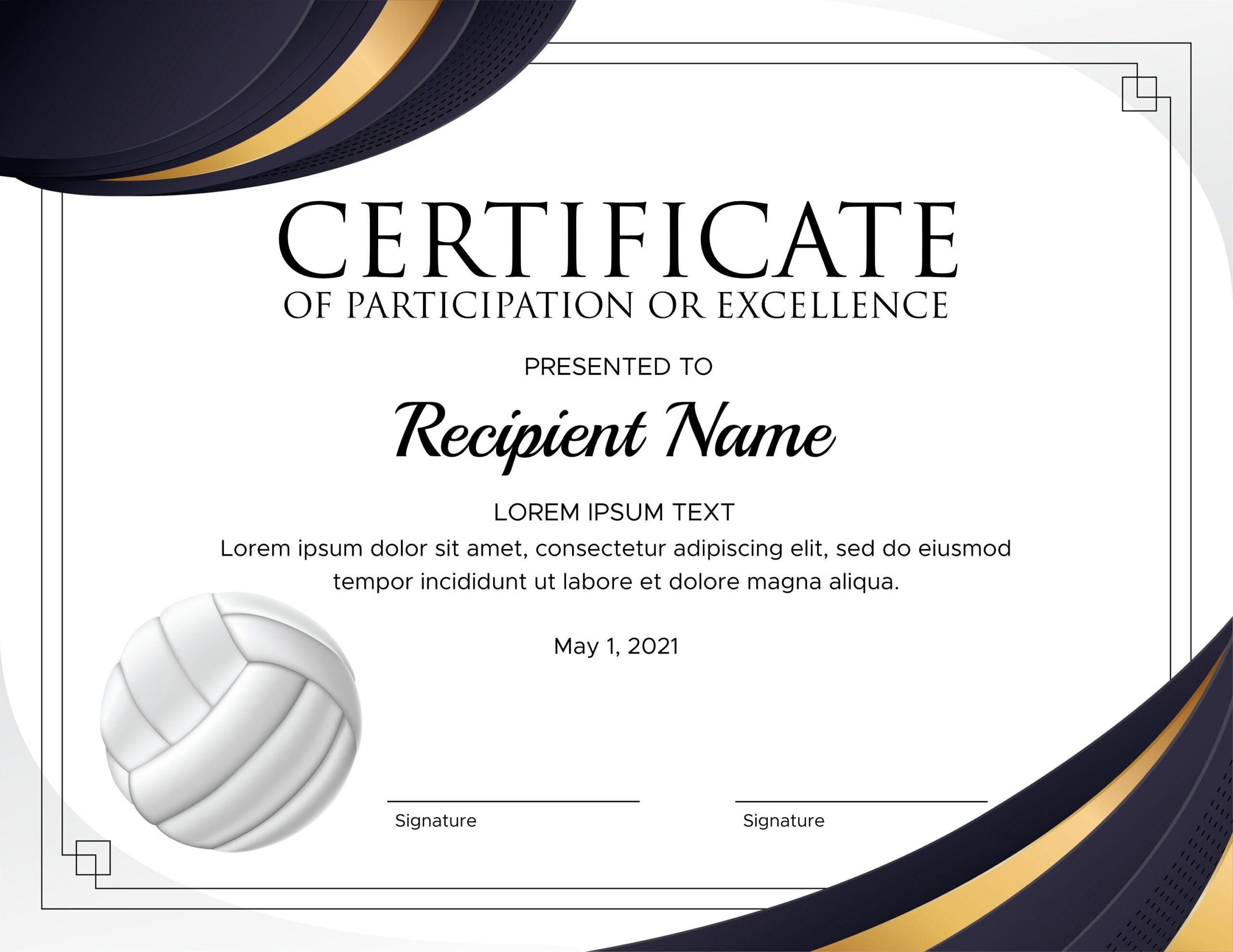 volleyball certificate free printable
