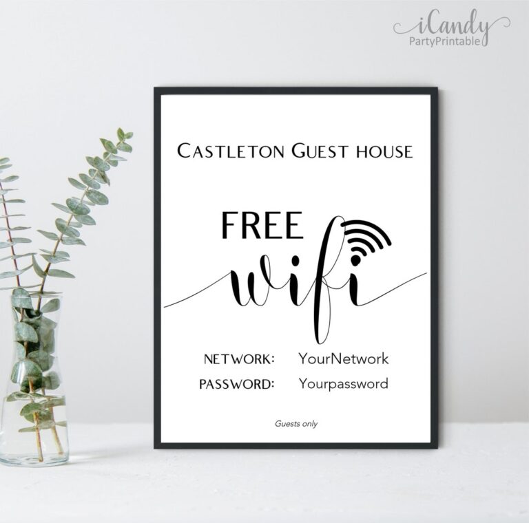 Editable Wi fi Password Sign Free Wifi Sign Printable Sign Instant Download Etsy