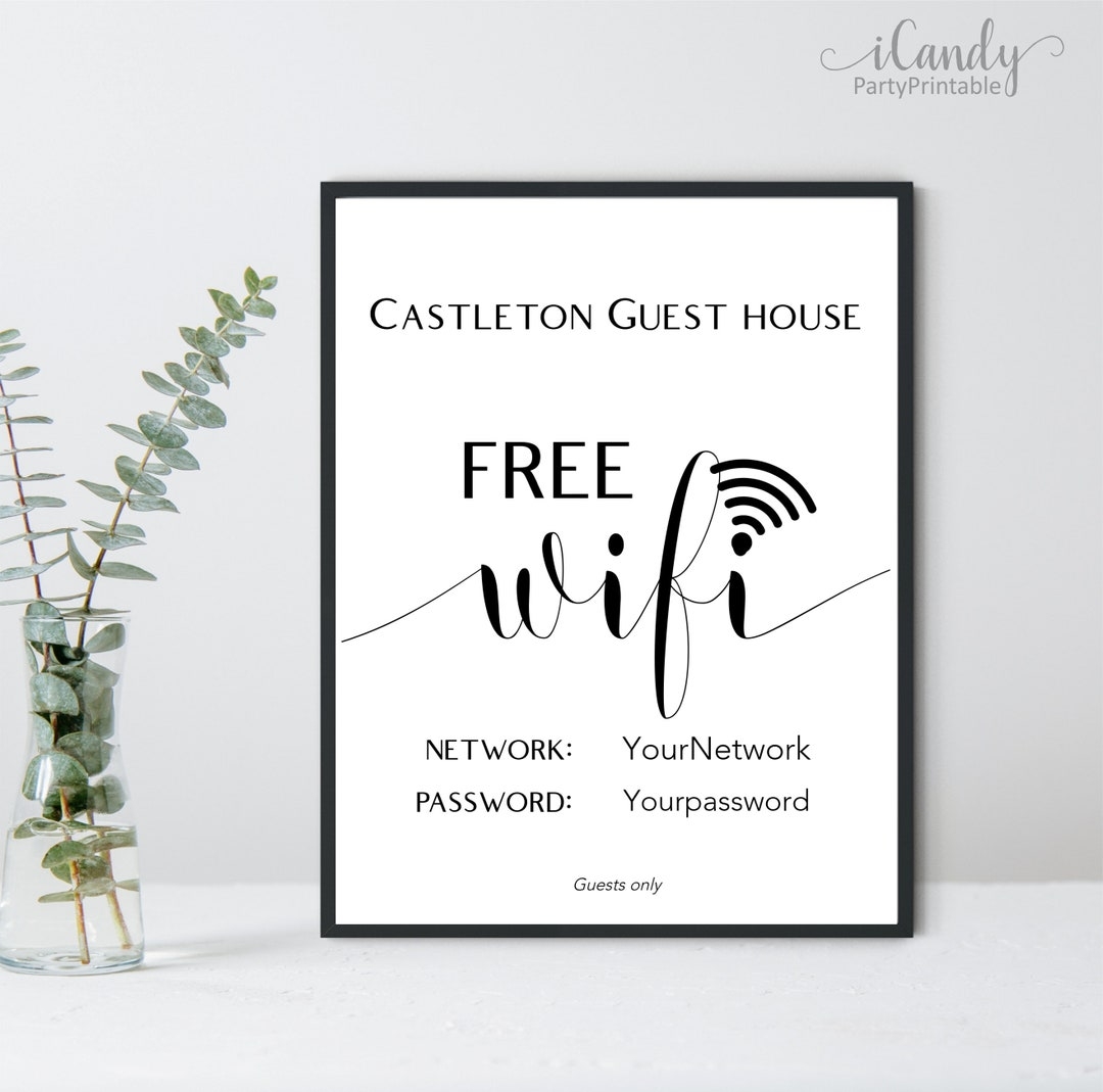 Editable Wi fi Password Sign Free Wifi Sign Printable Sign Instant Download Etsy