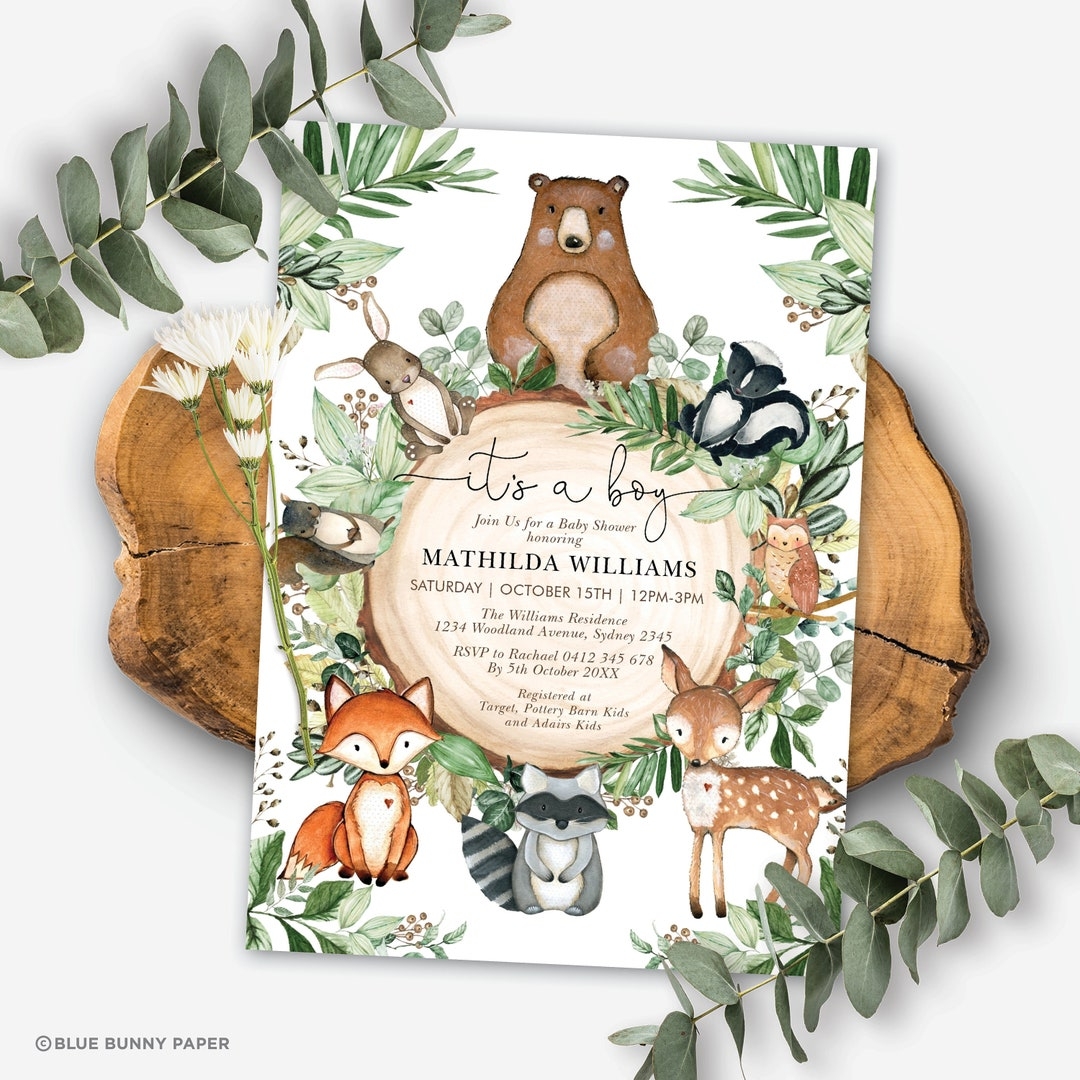 Editable Woodland Baby Shower Invitation Cute Forest Greenery Wild Animals Printable Corjl Template WOOD24 Etsy Editable Woodland Baby Shower Invitation Cute Forest Greenery Wild Animals Printable Corjl Template WOOD24 Etsy