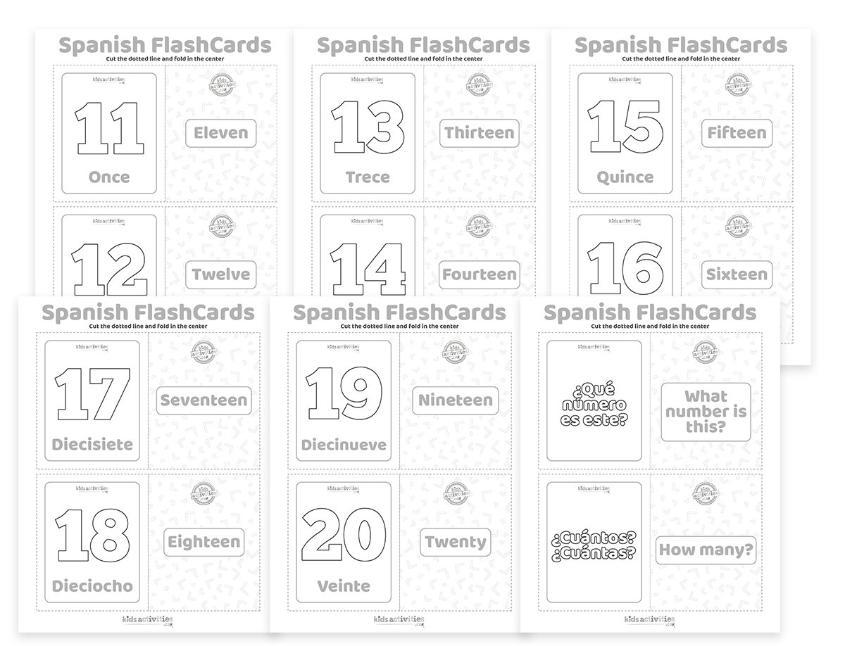 spanish flashcards printable numbers