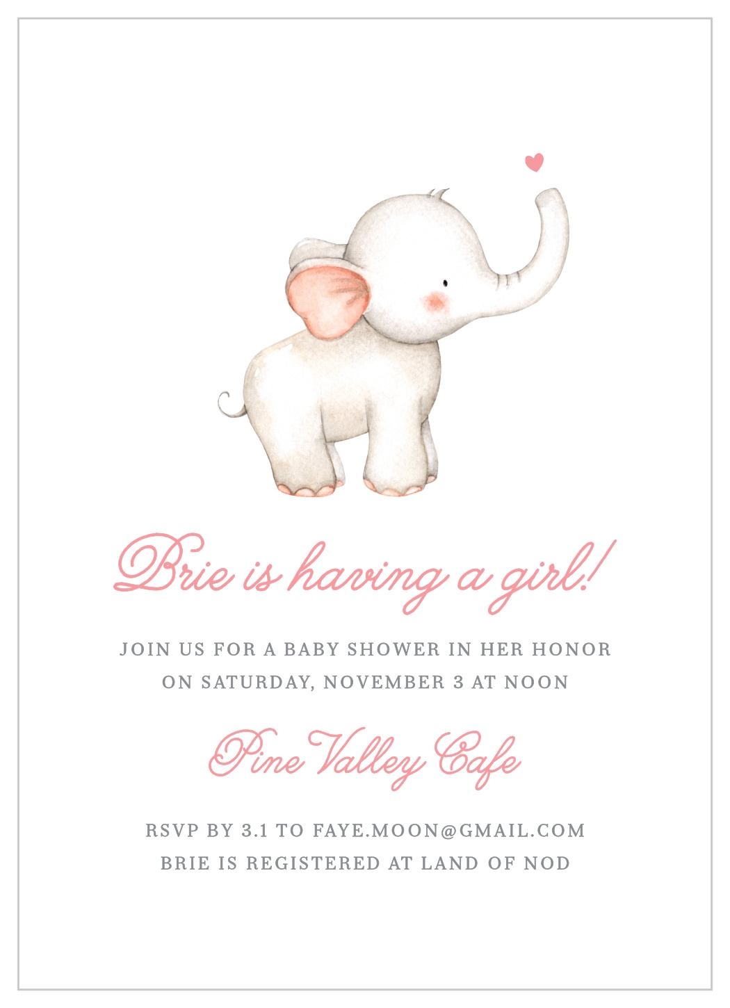 Elephant Heart Baby Shower Invitations By Basic Invite